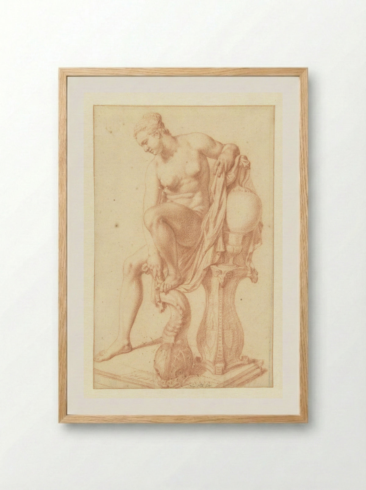 Seated Nude at Her Toilet - Jan van Neck - Framed Print Wood
