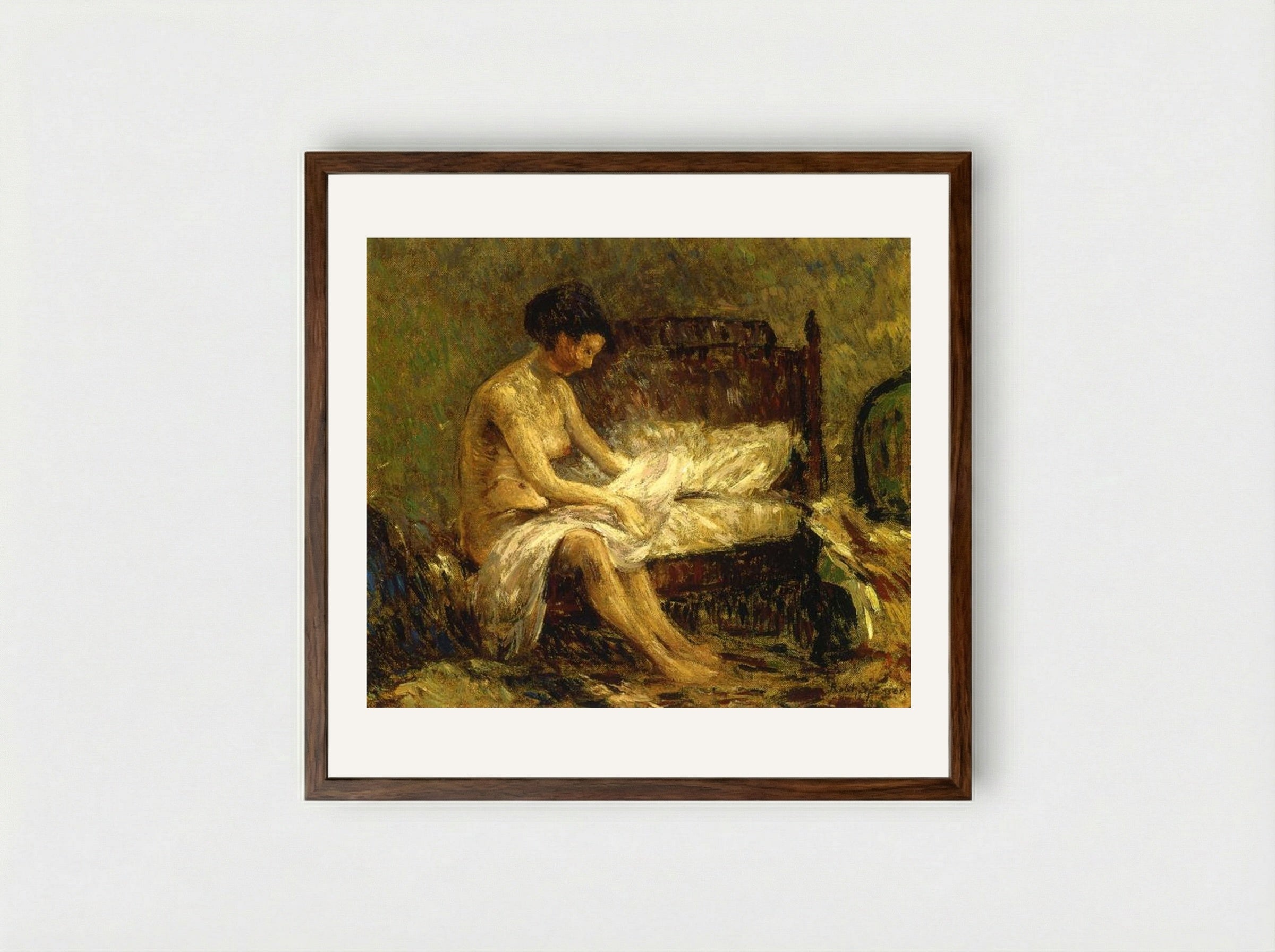 Seated Nude - Robert Spencer - Framed Print Dark Wood