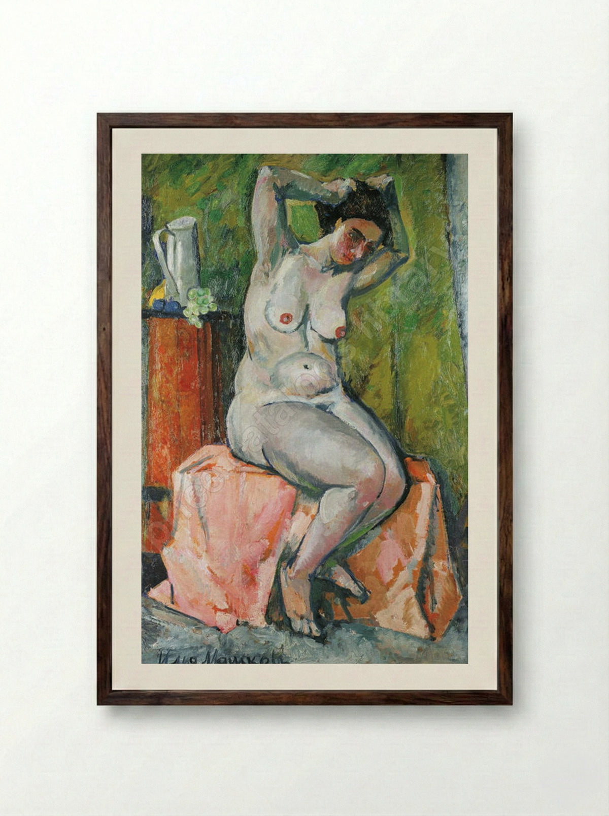 Seated Nude - Ilya Mashkov - Framed Print Dark Wood