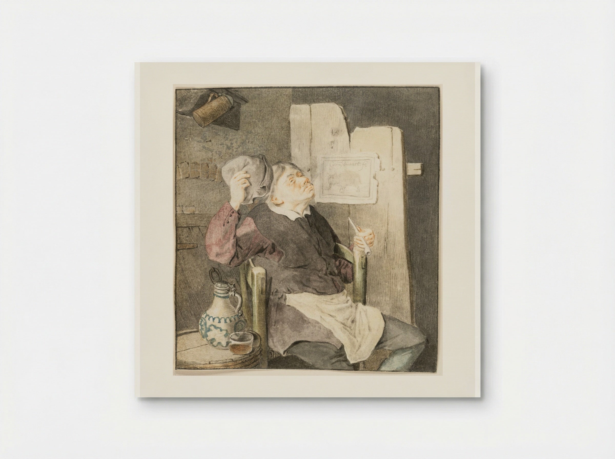 Seated Smoker Fanning Himself with His Hat - Cornelis Dusart - Poster
