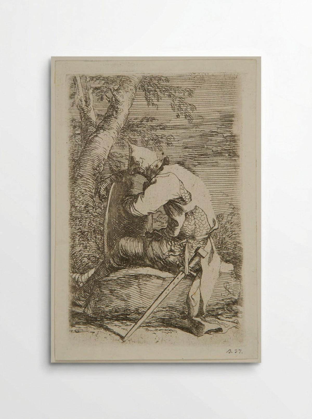 Seated Soldier Leaning on a Shield - Salvator Rosa - Poster