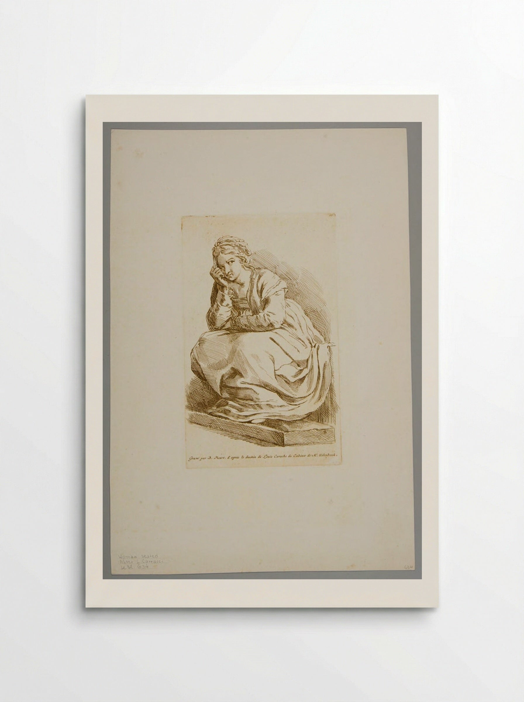 Seated Woman (After Ludovico Carracci) - Bernard Picart - Poster