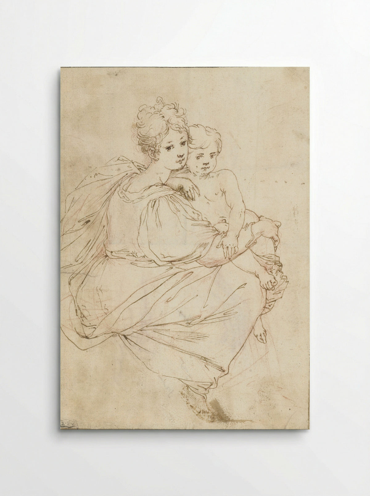 Seated Young Woman with a Nude Child on Her Lap - Cristofano Gherardi - Poster