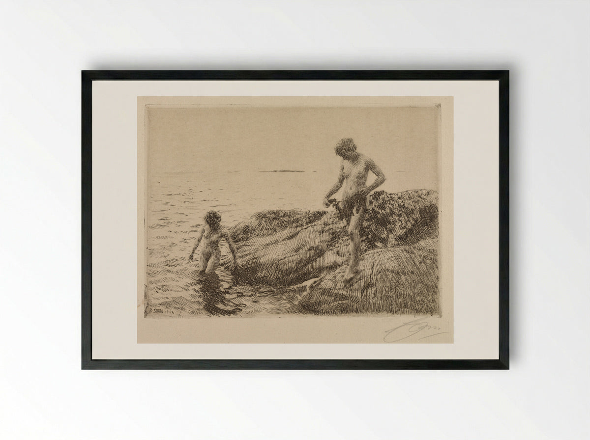 Seaward Skerries - Anders Zorn - Framed Print Black
