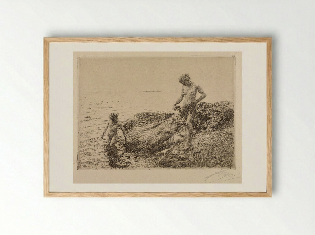 Seaward Skerries - Anders Zorn - Framed Print Wood