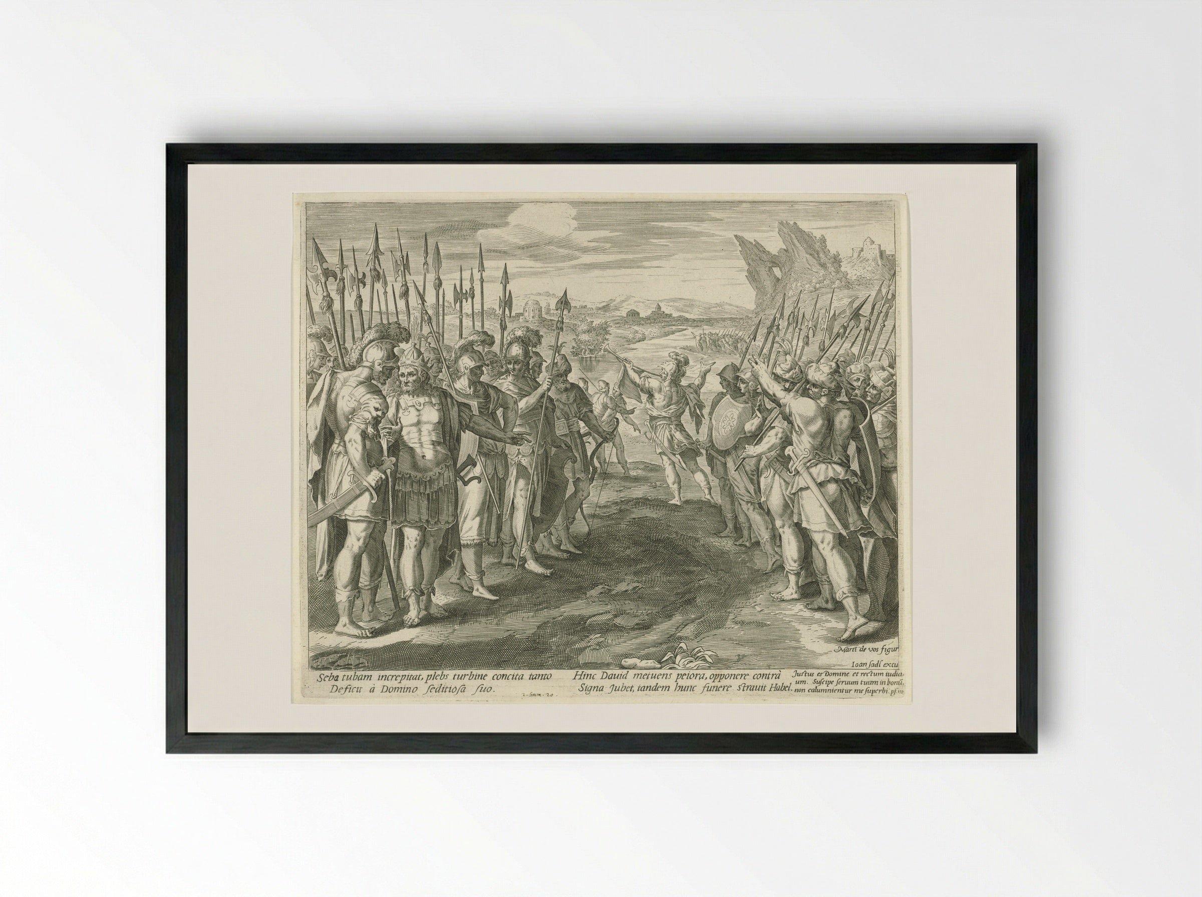 Seba Rebels Against King David - Aegidius Sadeler (II) - Framed Print Black