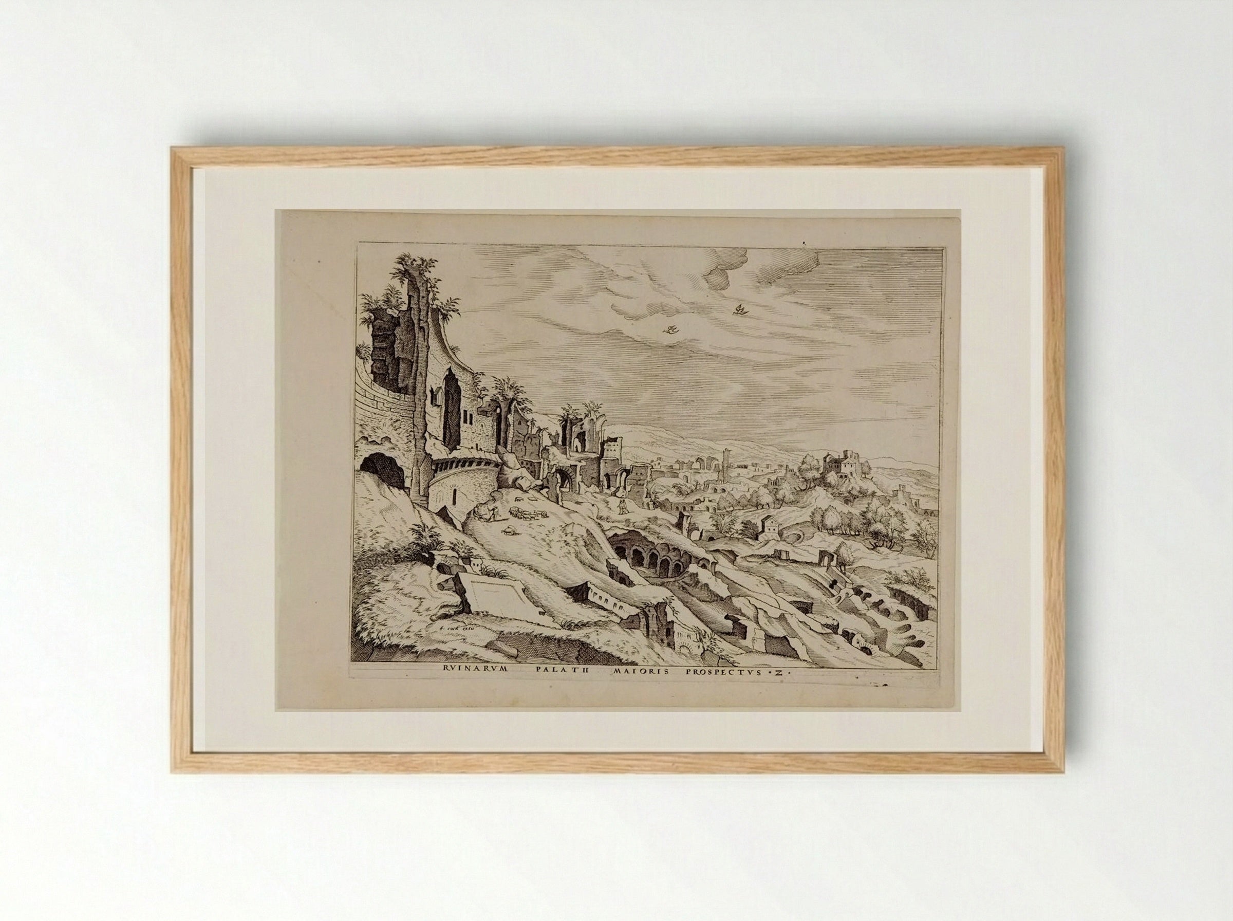 Second View of Ruins on the Palatine - Hieronymus Cock - Framed Print Wood