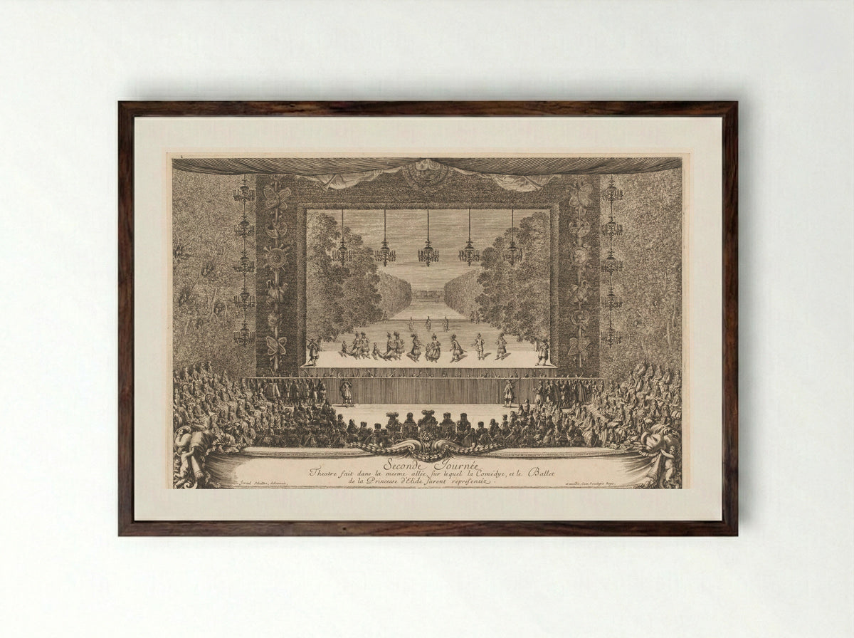 Seconde Journée: Theatre fait dans la mesme allée - Jean Lepautre - Framed Print Dark Wood