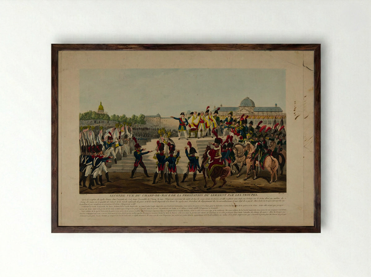 Seconde Vue du Champ-de-Mai et de la Prestation du Serment par les Troupes - Pierre Michel Alix - Framed Print Dark Wood