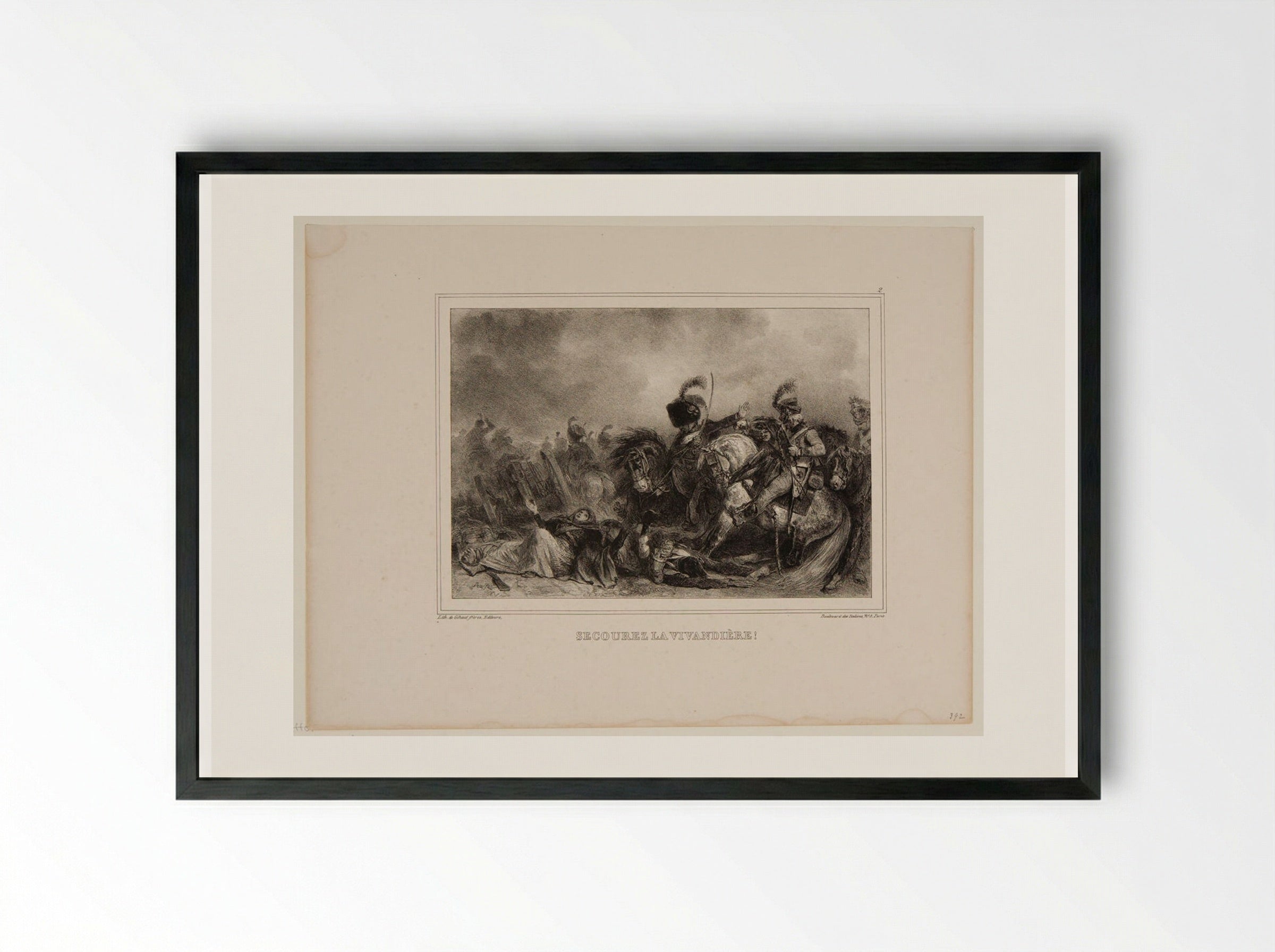 Secourez la vivandière! - Denis-Auguste-Marie Raffet - Framed Print Black