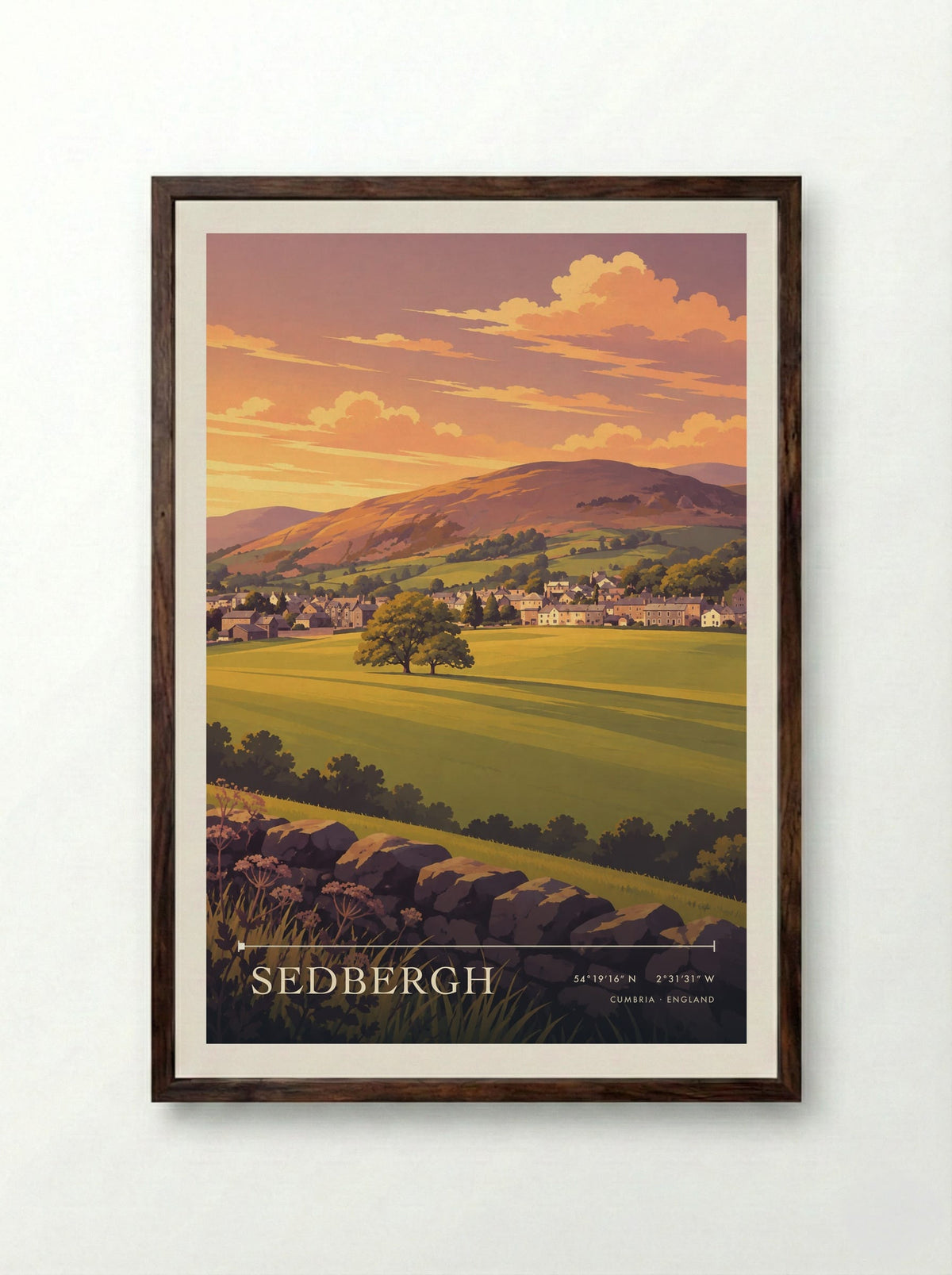 Sedbergh, Cumbria | Travel Poster - Framed Print Dark Wood
