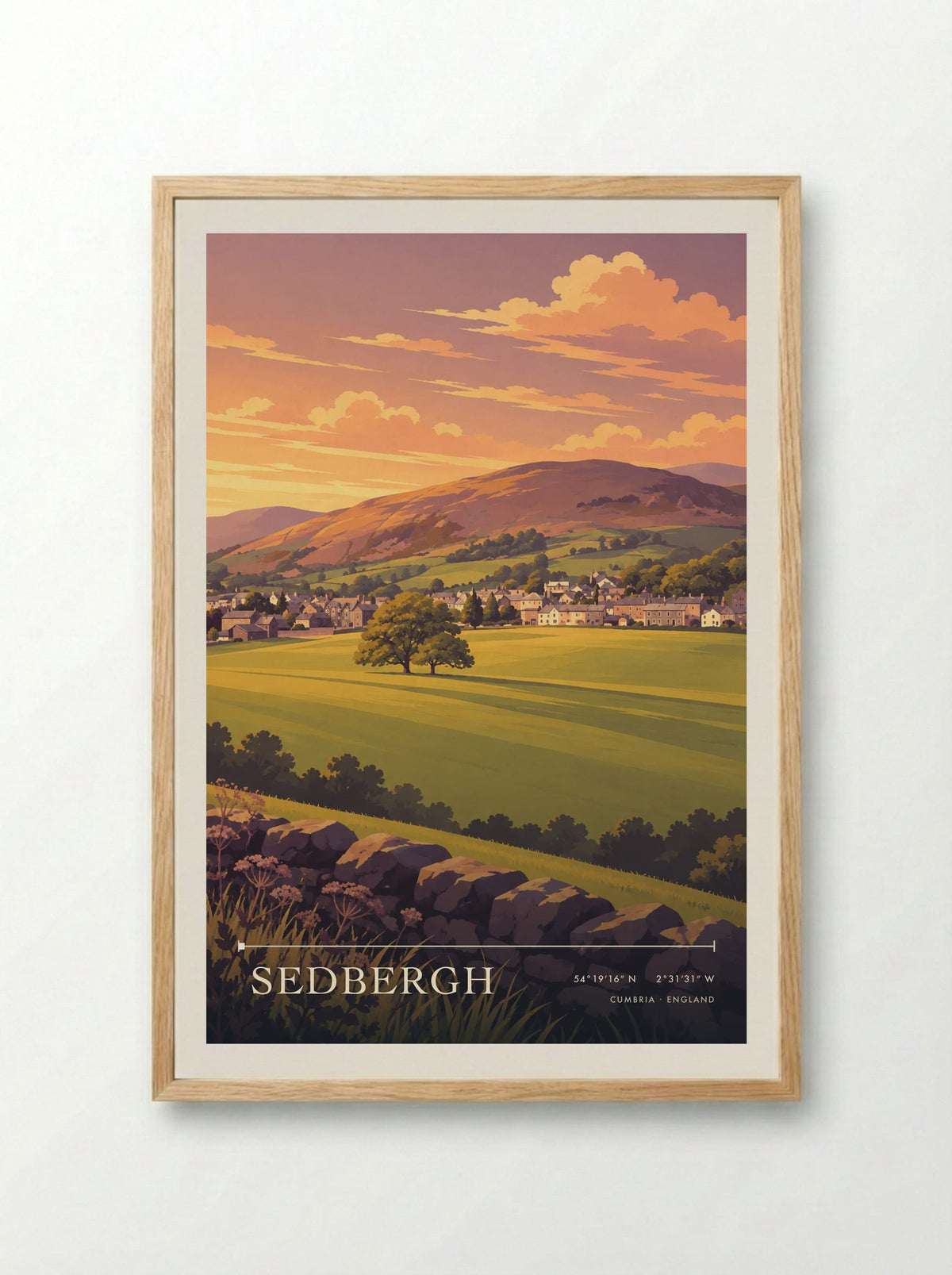 Sedbergh, Cumbria | Travel Poster - Framed Print Wood