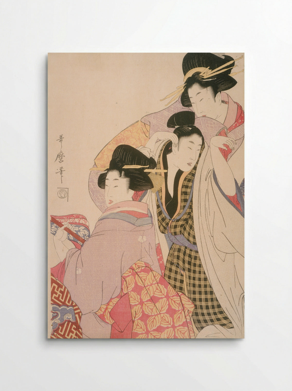 Seiro niwaka onna geisha no bu: Asazumabune Ogiuri Uta - Kitagawa Utamaro - Poster