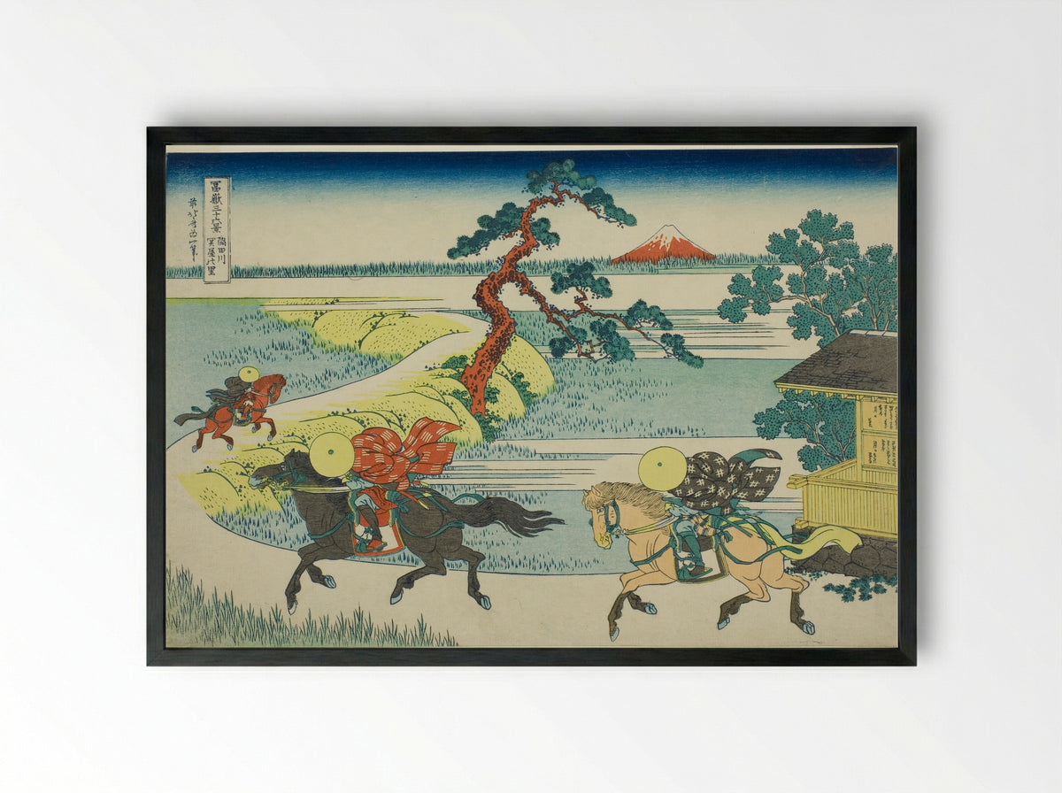 Sekiya Village on the Sumida River - Katsushika Hokusai - Framed Print Black