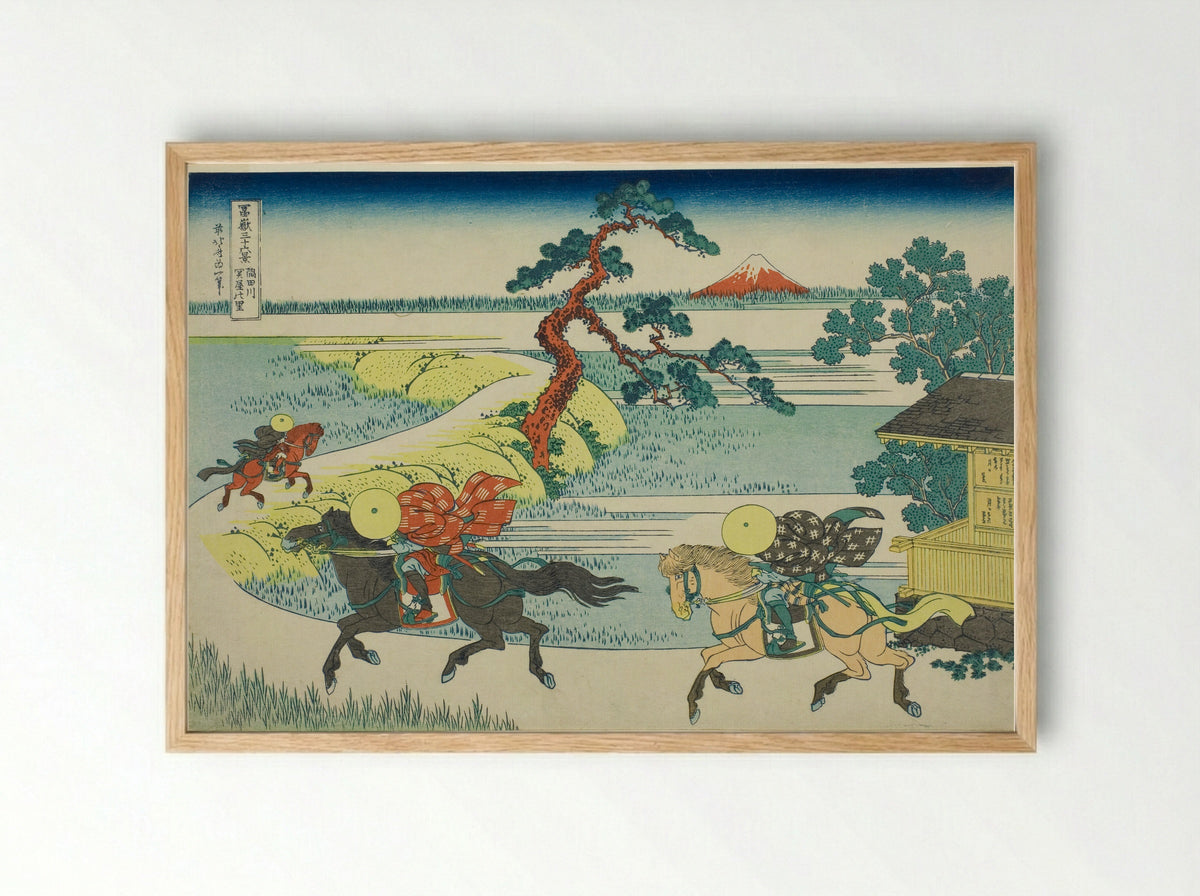 Sekiya Village on the Sumida River - Katsushika Hokusai - Framed Print Wood