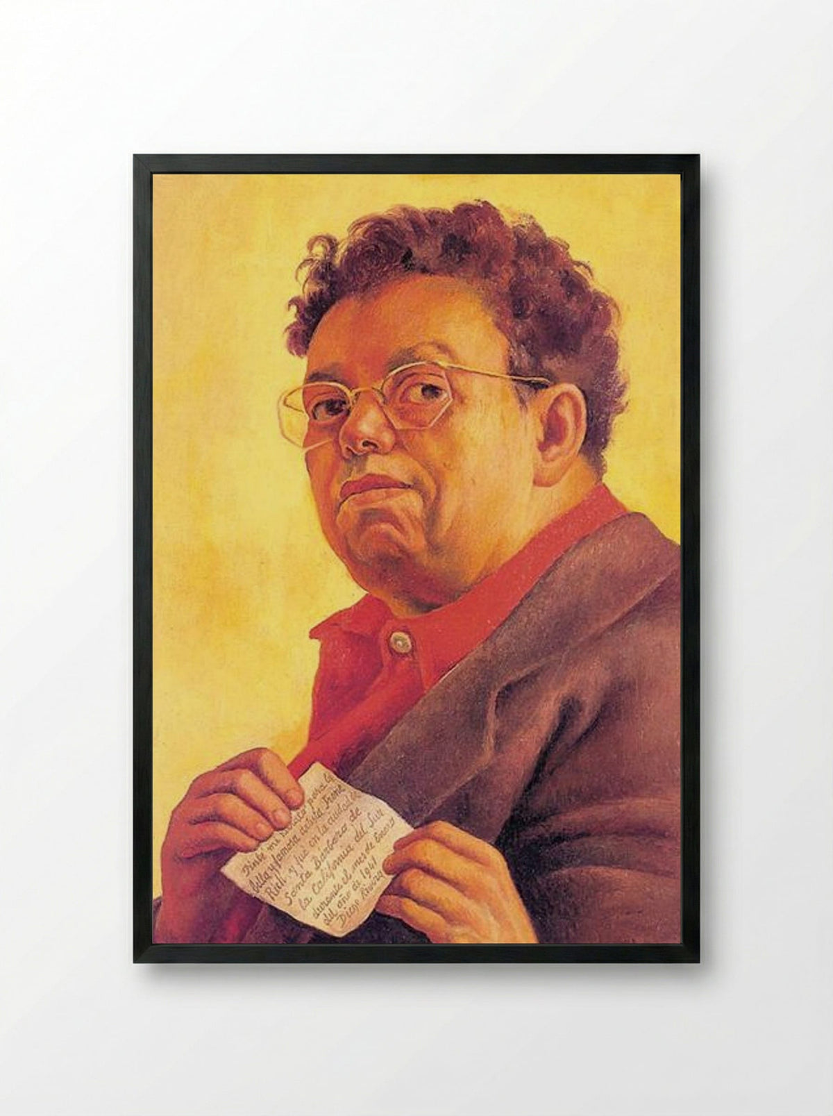 Self-Portrait Dedicated to Irene Rich - Diego Rivera - Framed Print Black