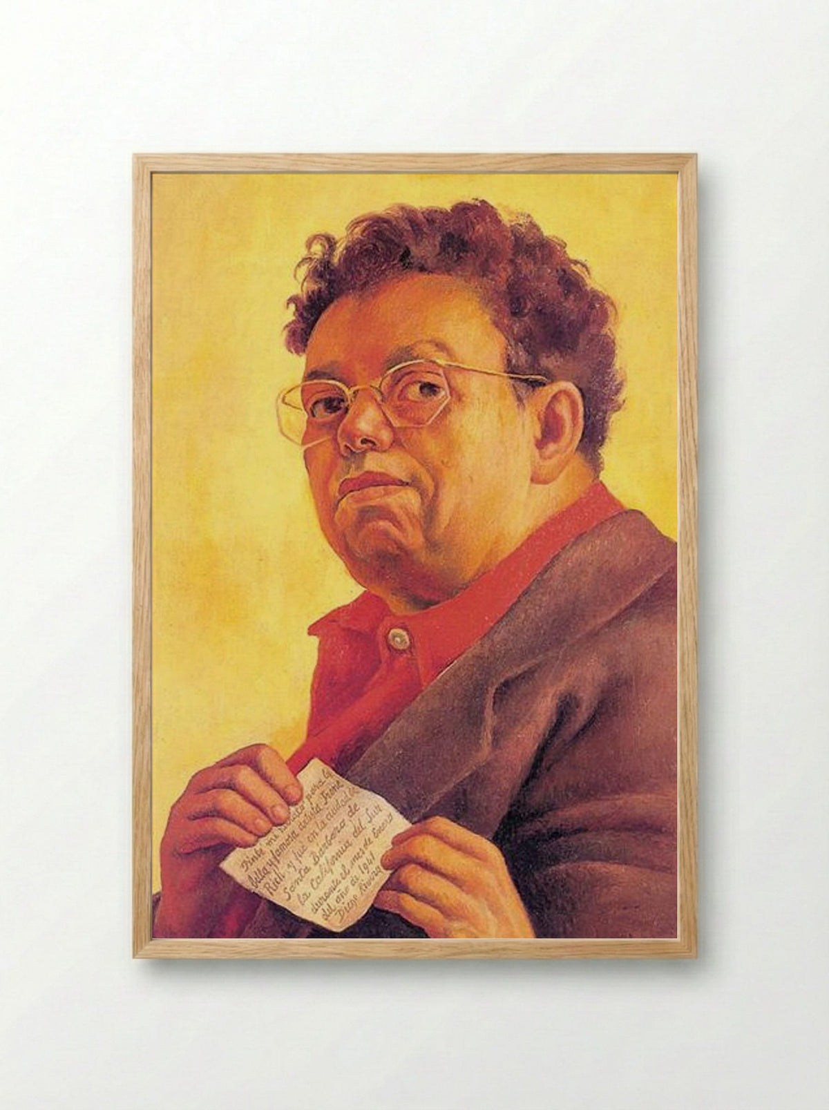 Self-Portrait Dedicated to Irene Rich - Diego Rivera - Framed Print Wood