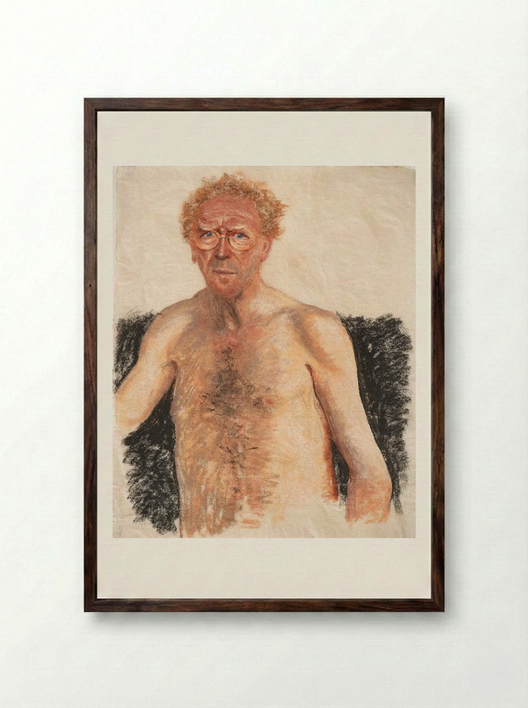 Self-Portrait Nude Torso - Avigdor Arikha - Framed Print Dark Wood