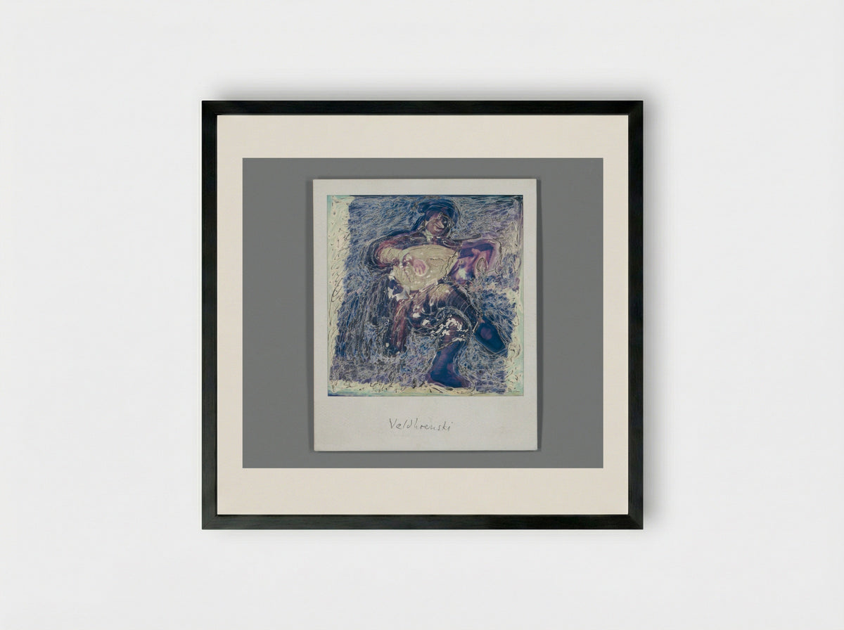 Self-Portrait as a Lute Player - Aat Veldhoen - Framed Print Black