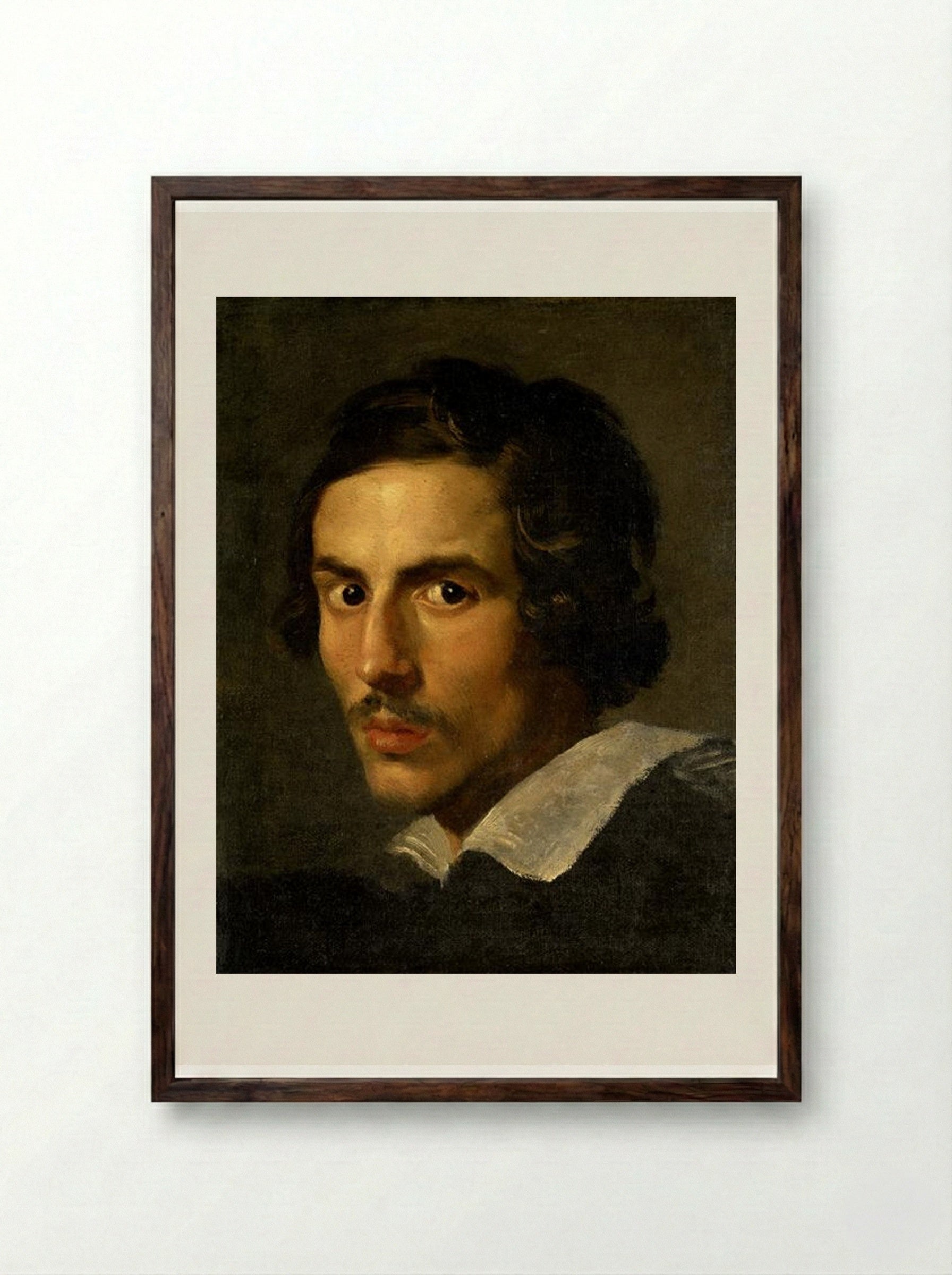 Self Portrait as a Young Man - Gian Lorenzo Bernini - Framed Print Dark Wood
