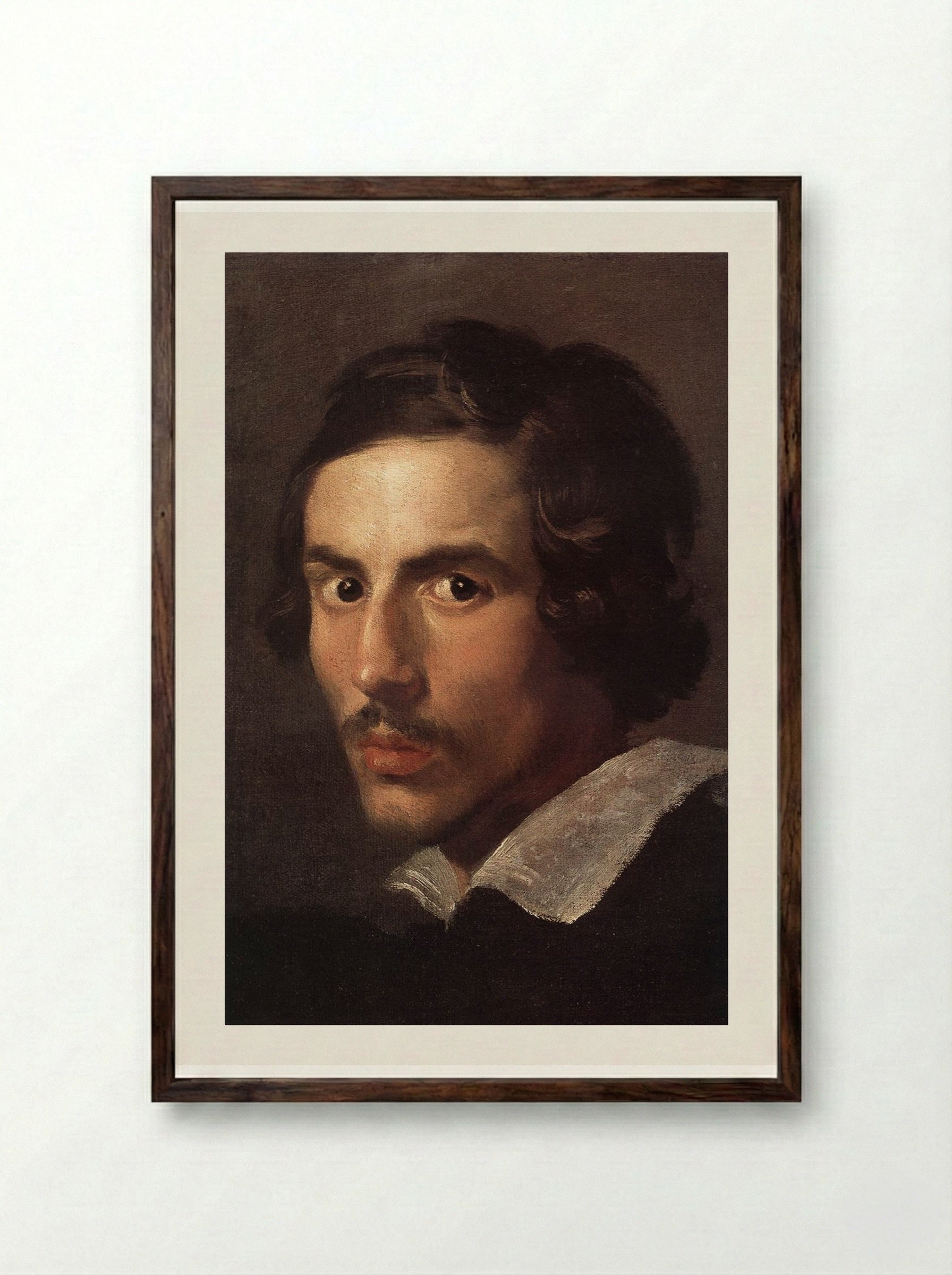 Self-Portrait as a Young Man - Gian Lorenzo Bernini - Framed Print Dark Wood