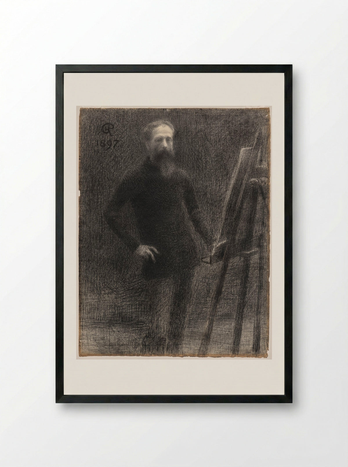 Self-Portrait at Easel - Hippolyte Petitjean - Framed Print Black
