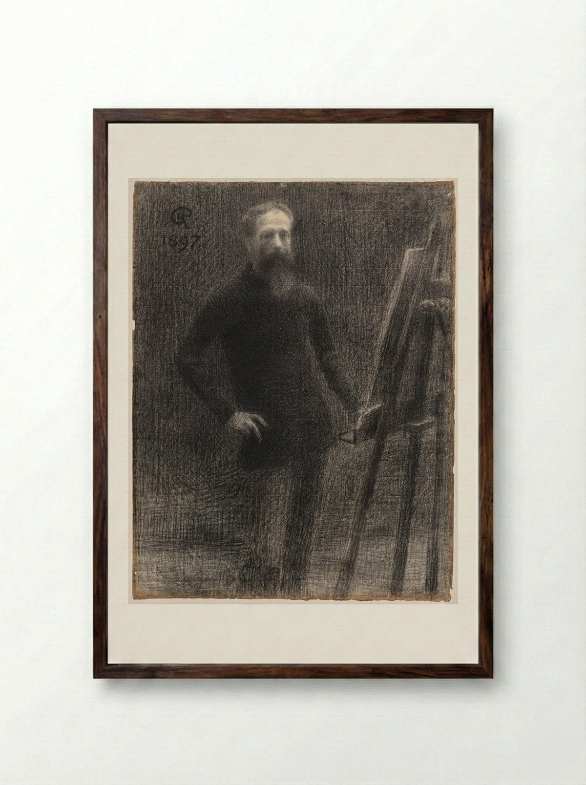 Self-Portrait at Easel - Hippolyte Petitjean - Framed Print Dark Wood