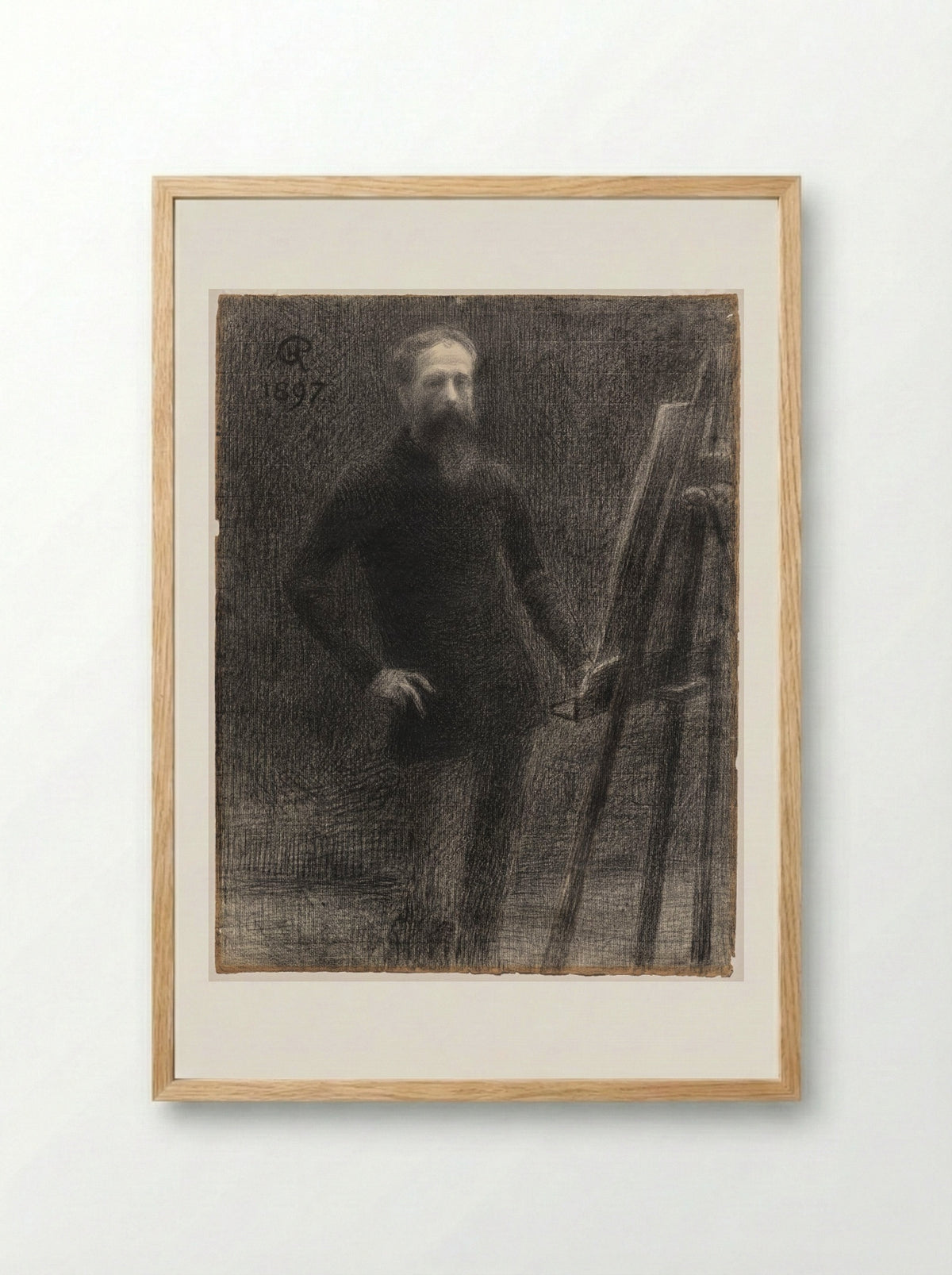 Self-Portrait at Easel - Hippolyte Petitjean - Framed Print Wood