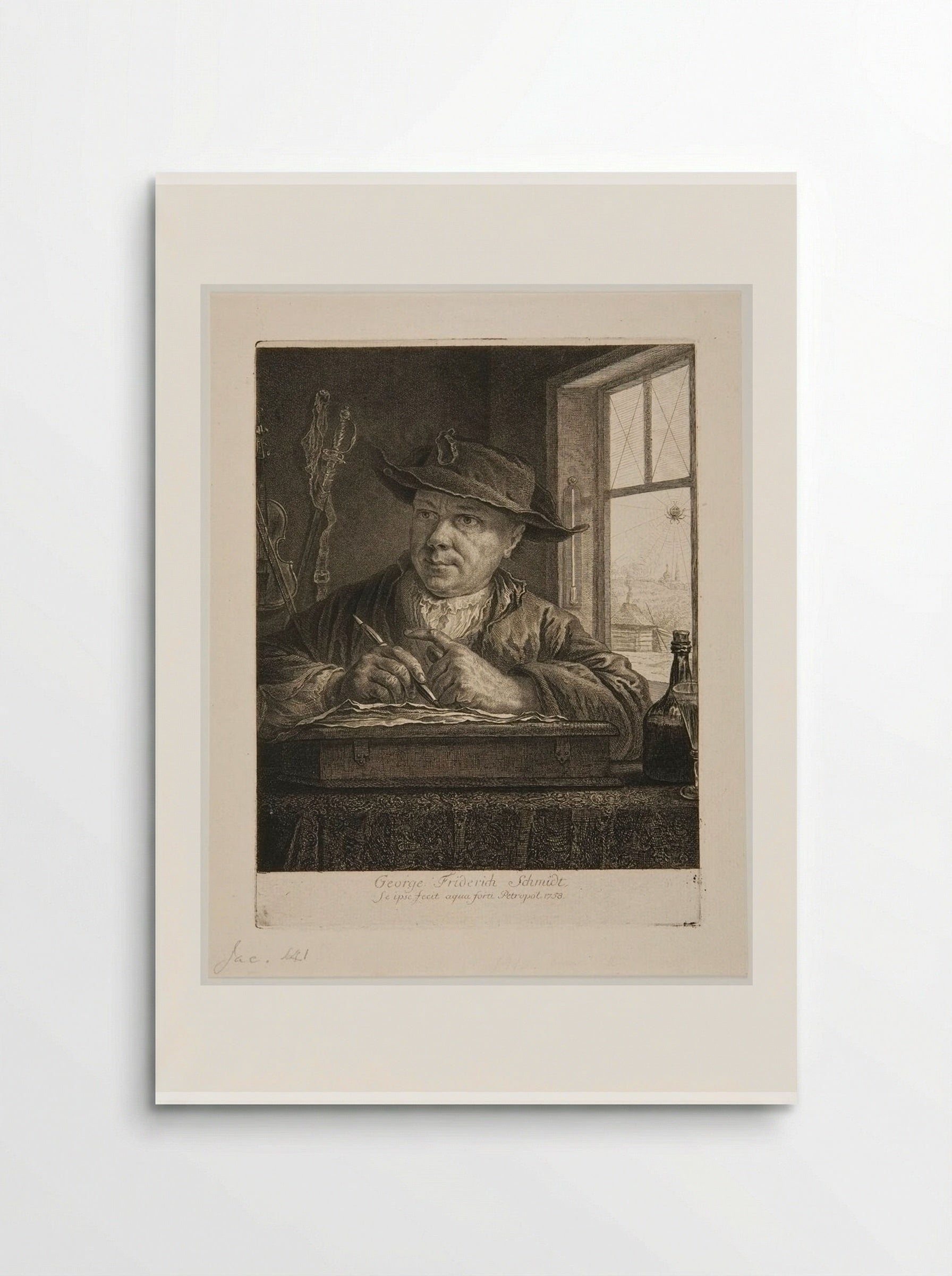 Self-Portrait at his Desk - Georg Friedrich Schmidt - Poster