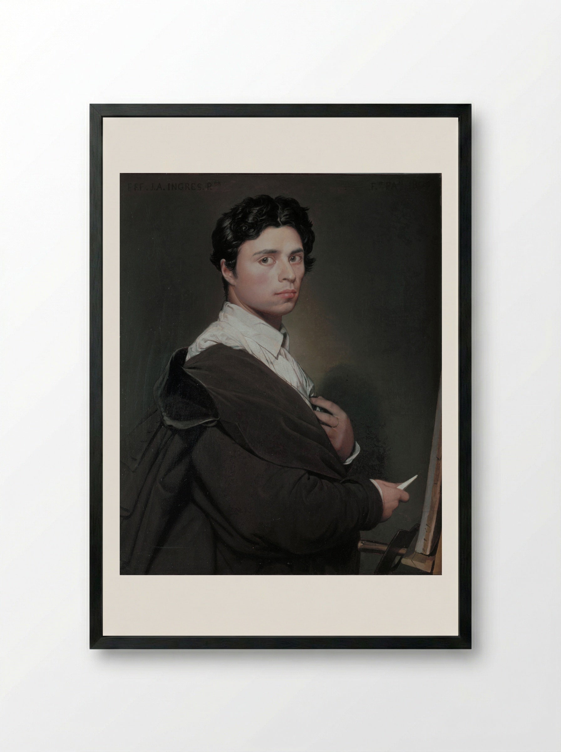 Self-Portrait at the Age of 24 - Jean Auguste Dominique Ingres - Framed Print Black