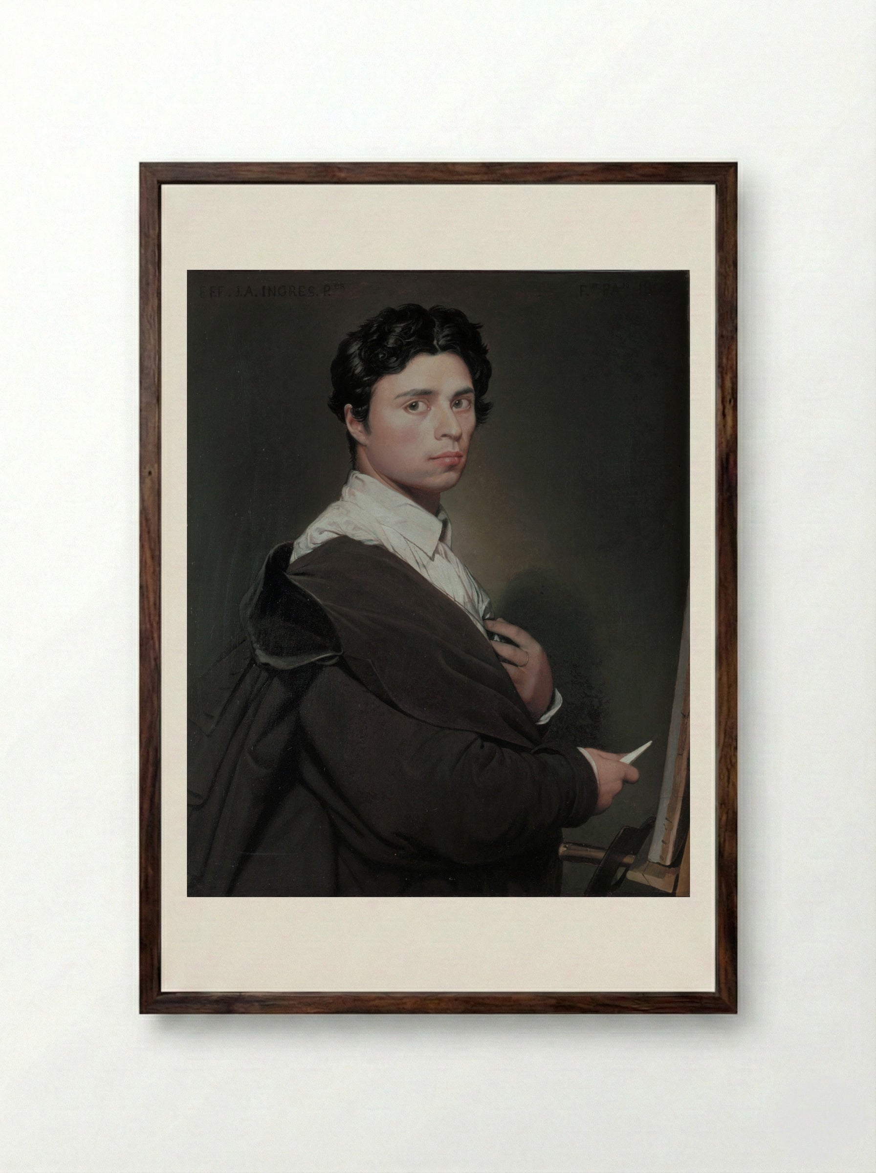 Self-Portrait at the Age of 24 - Jean Auguste Dominique Ingres - Framed Print Dark Wood