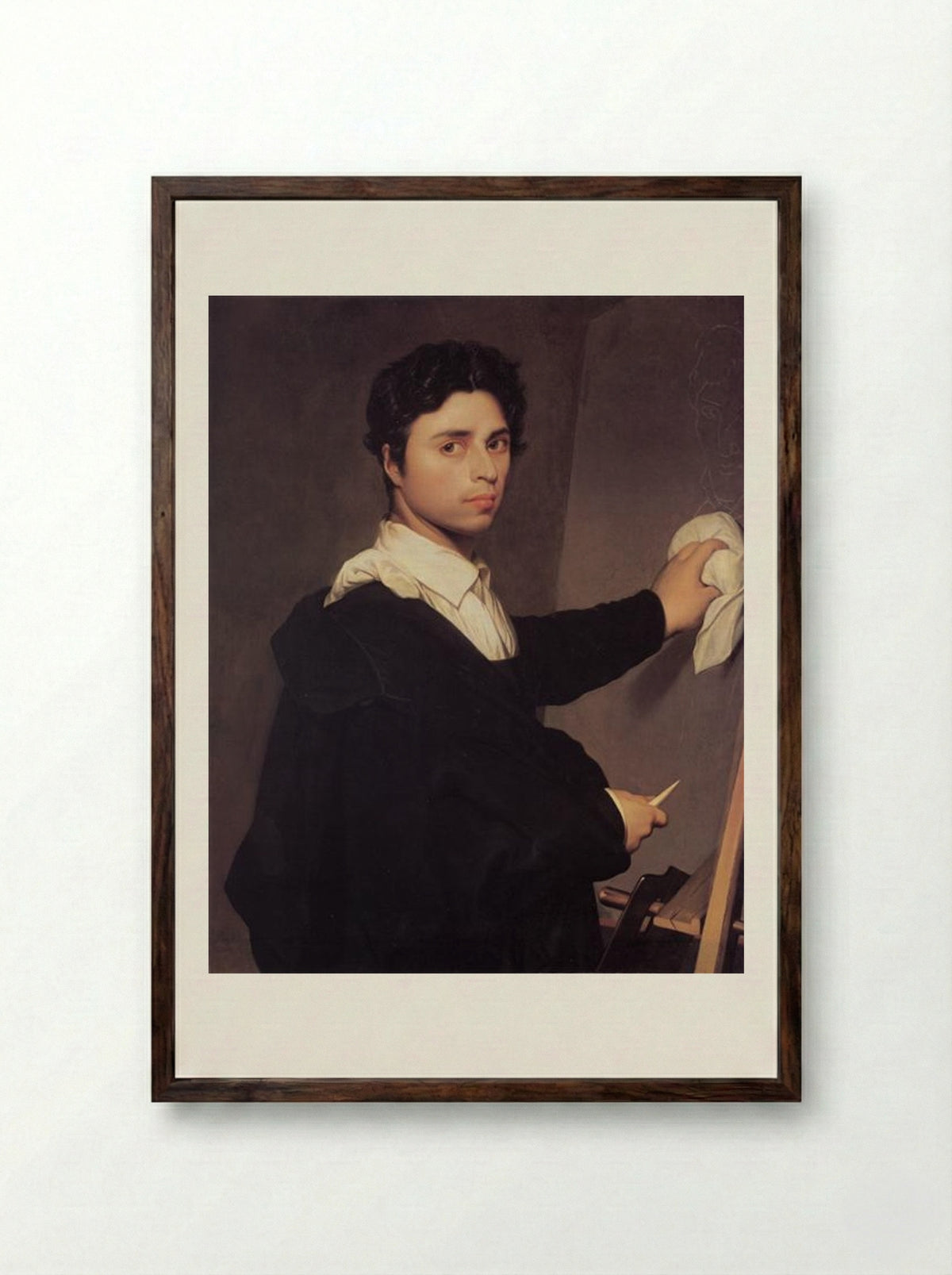 Self-Portrait at the Age of Twenty-Four - Jean-Auguste-Dominique Ingres - Framed Print Dark Wood