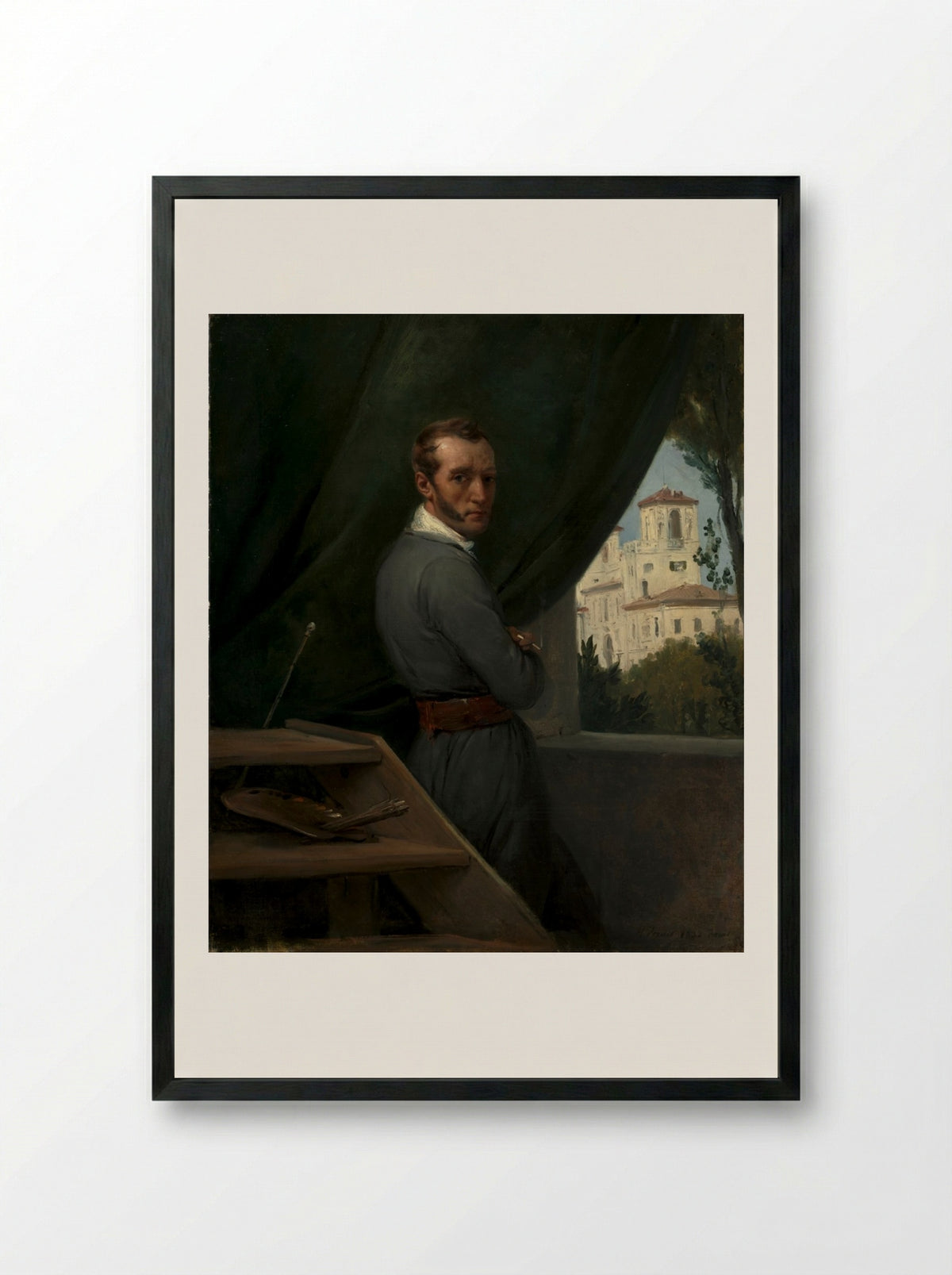 Self-Portrait in Rome - Horace Vernet - Framed Print Black