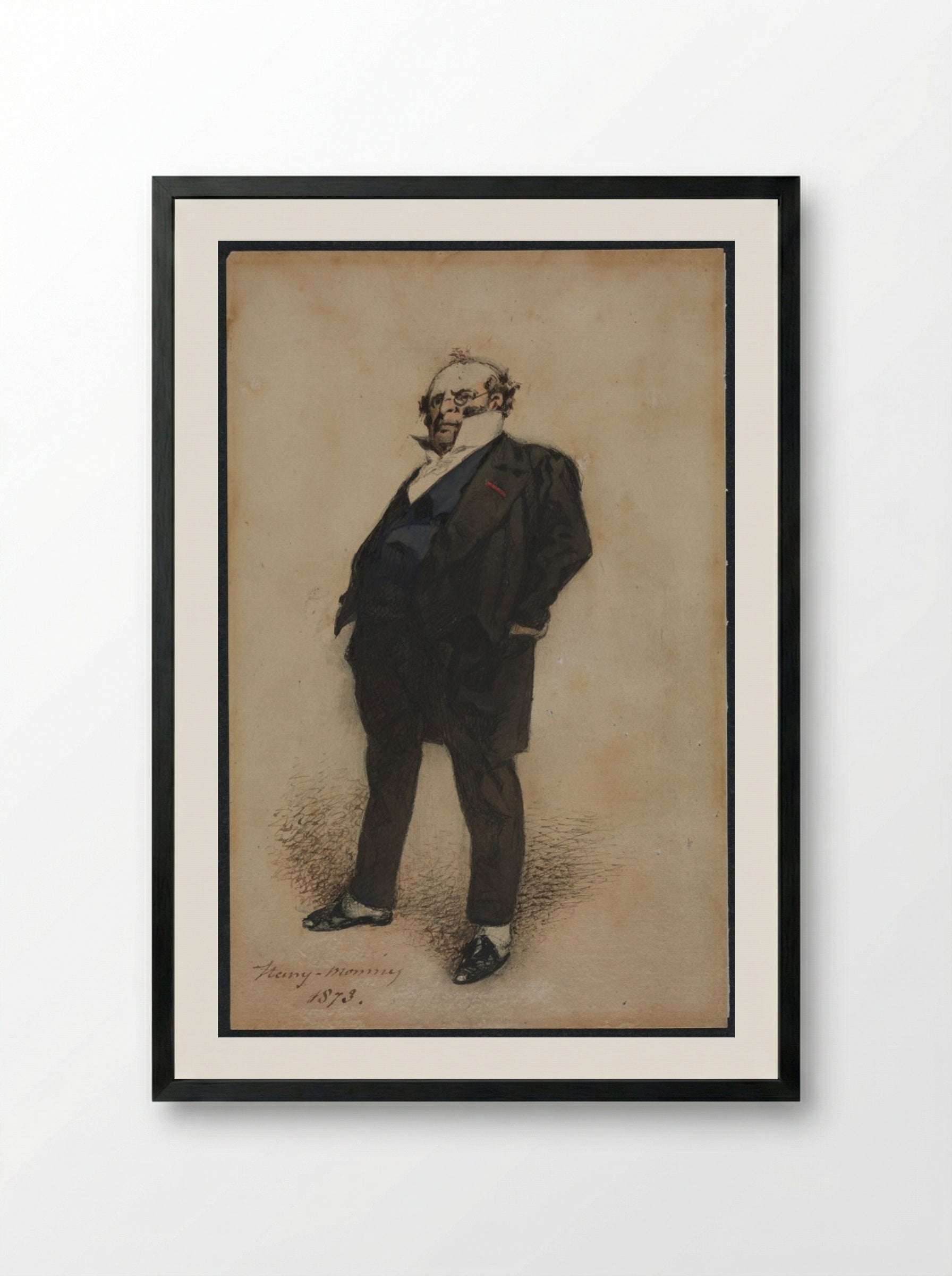 Self-Portrait in the Role of M. Prud'homme - Henry Bonaventure Monnier - Framed Print Black