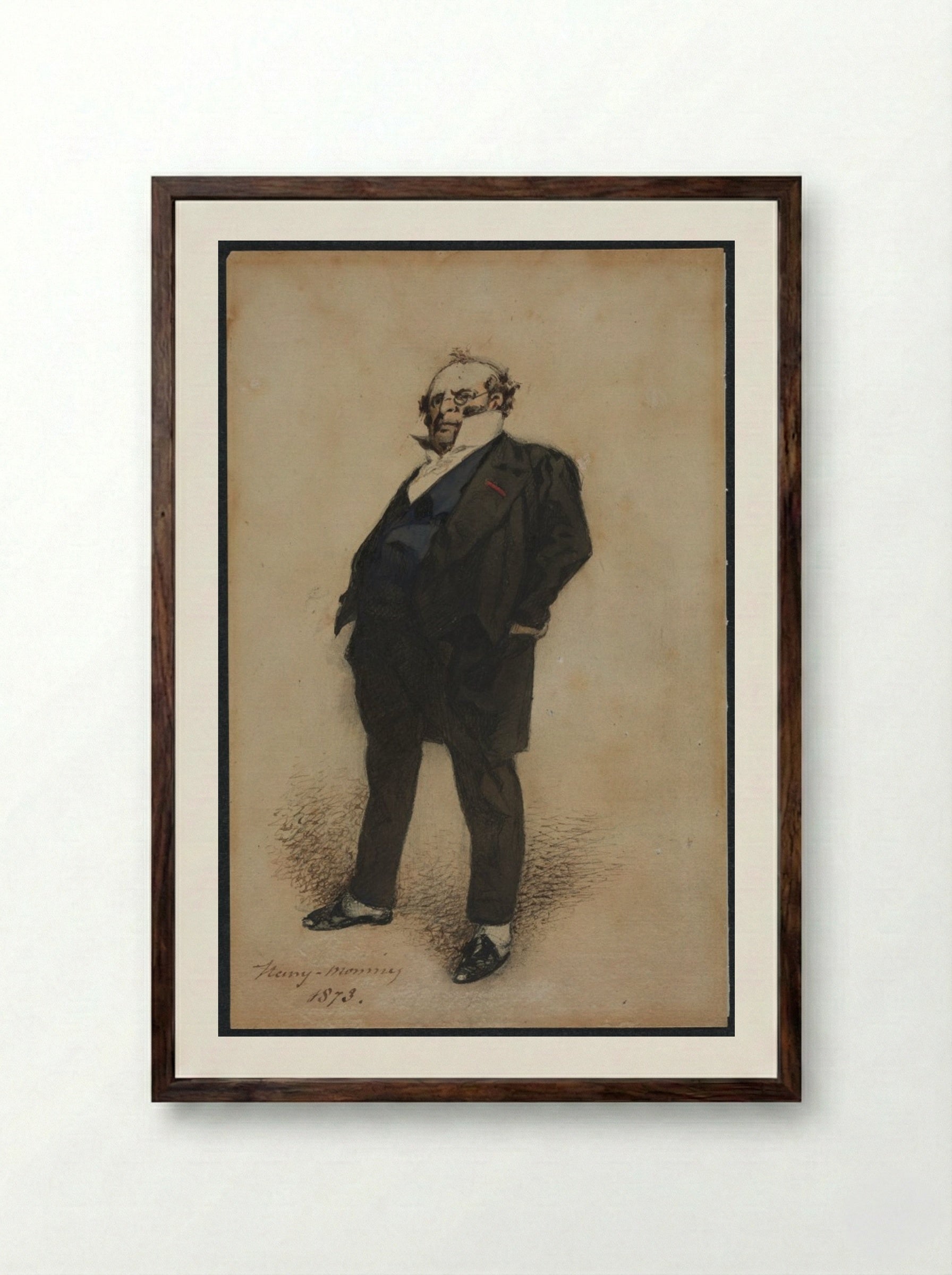Self-Portrait in the Role of M. Prud'homme - Henry Bonaventure Monnier - Framed Print Dark Wood