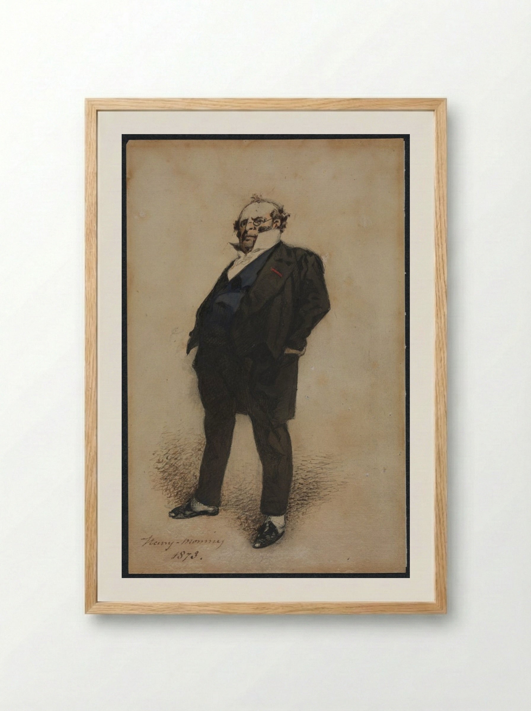 Self-Portrait in the Role of M. Prud'homme - Henry Bonaventure Monnier - Framed Print Wood