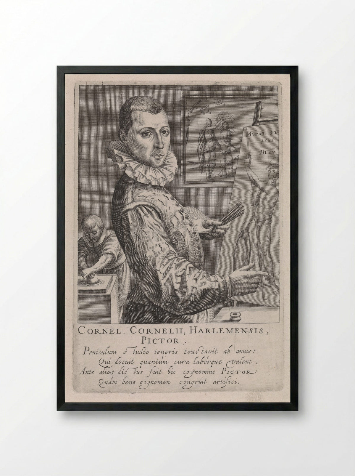 Self-Portrait of Cornelis Cornelisz. van Haarlem - Cornelis Cornelisz. van Haarlem - Framed Print Black