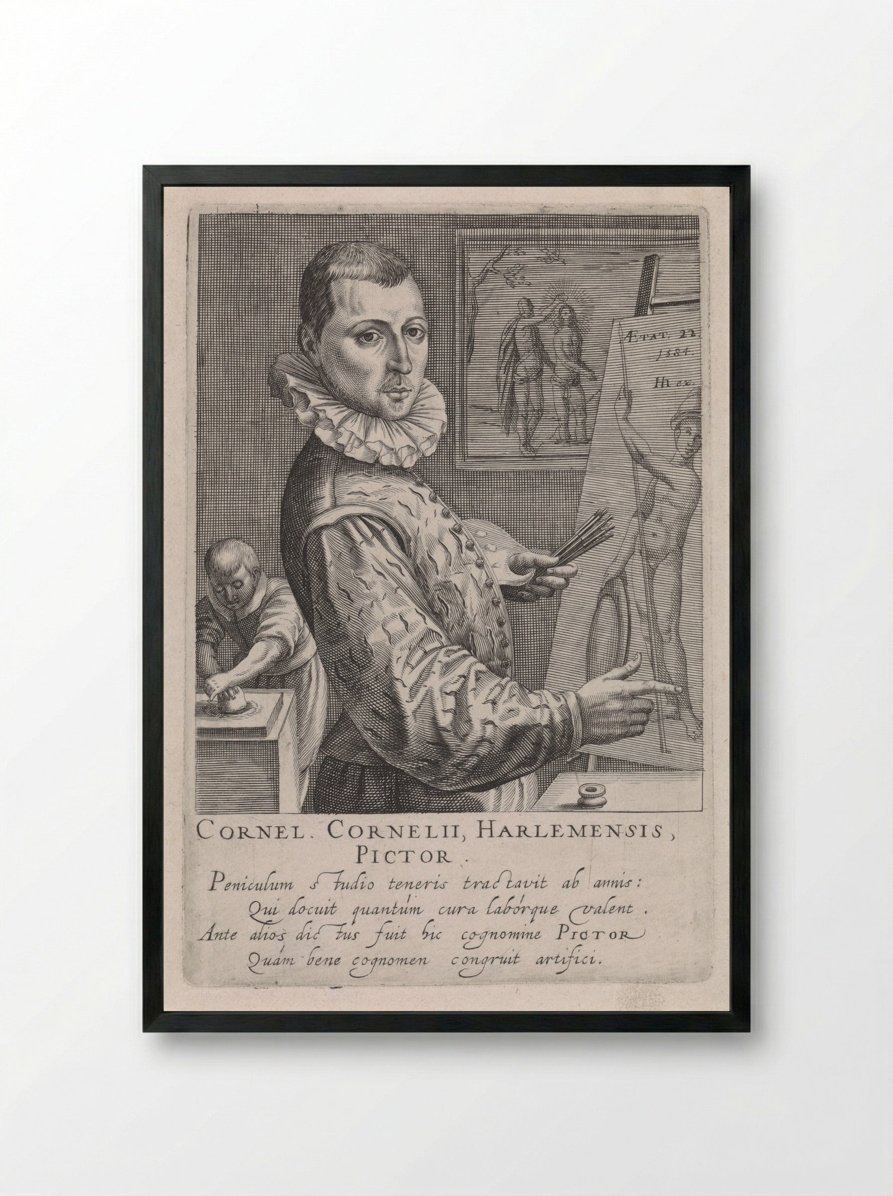 Self-Portrait of Cornelis Cornelisz. van Haarlem - Cornelis Cornelisz. van Haarlem - Framed Print Black
