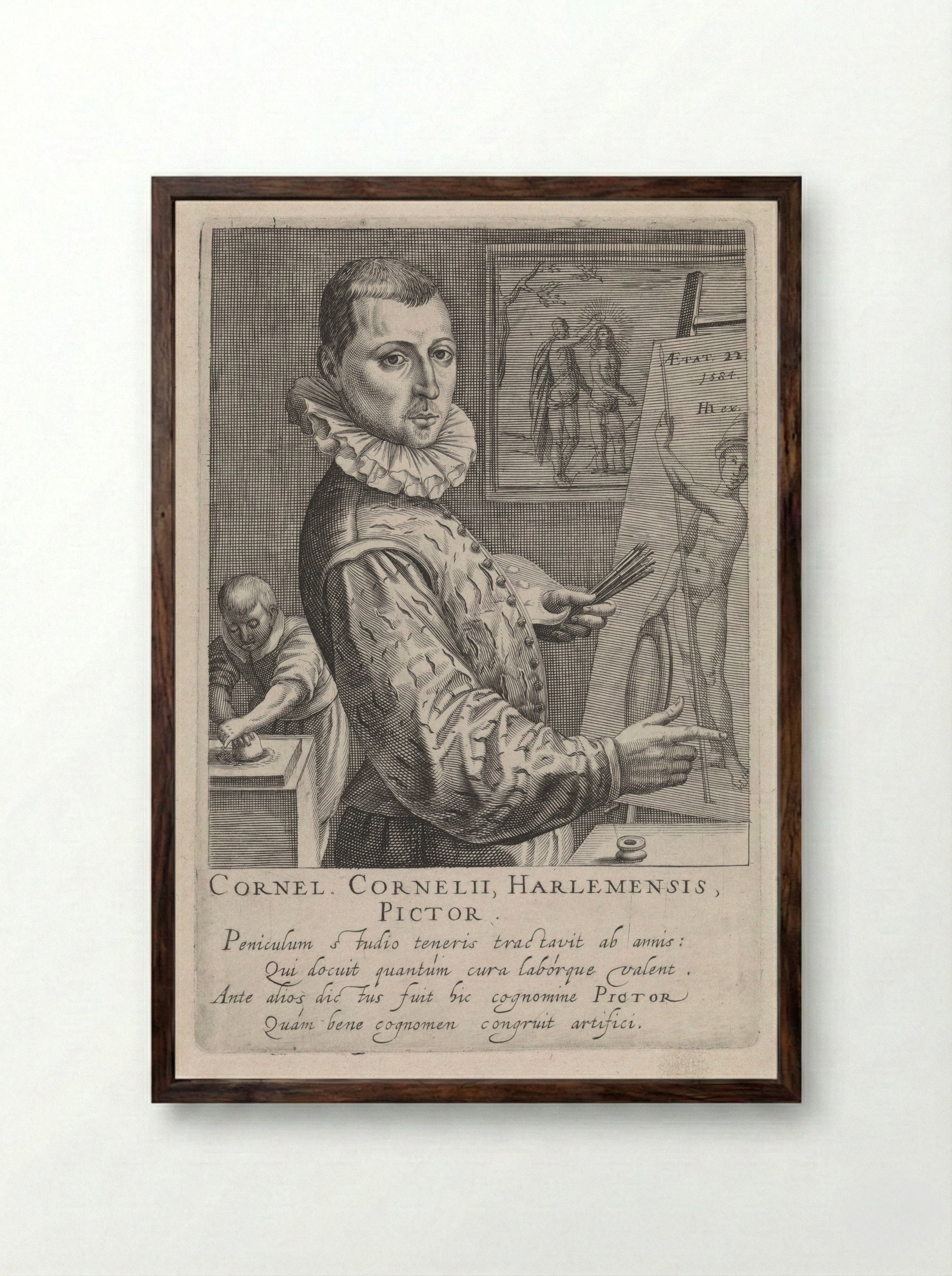 Self-Portrait of Cornelis Cornelisz. van Haarlem - Cornelis Cornelisz. van Haarlem - Framed Print Dark Wood