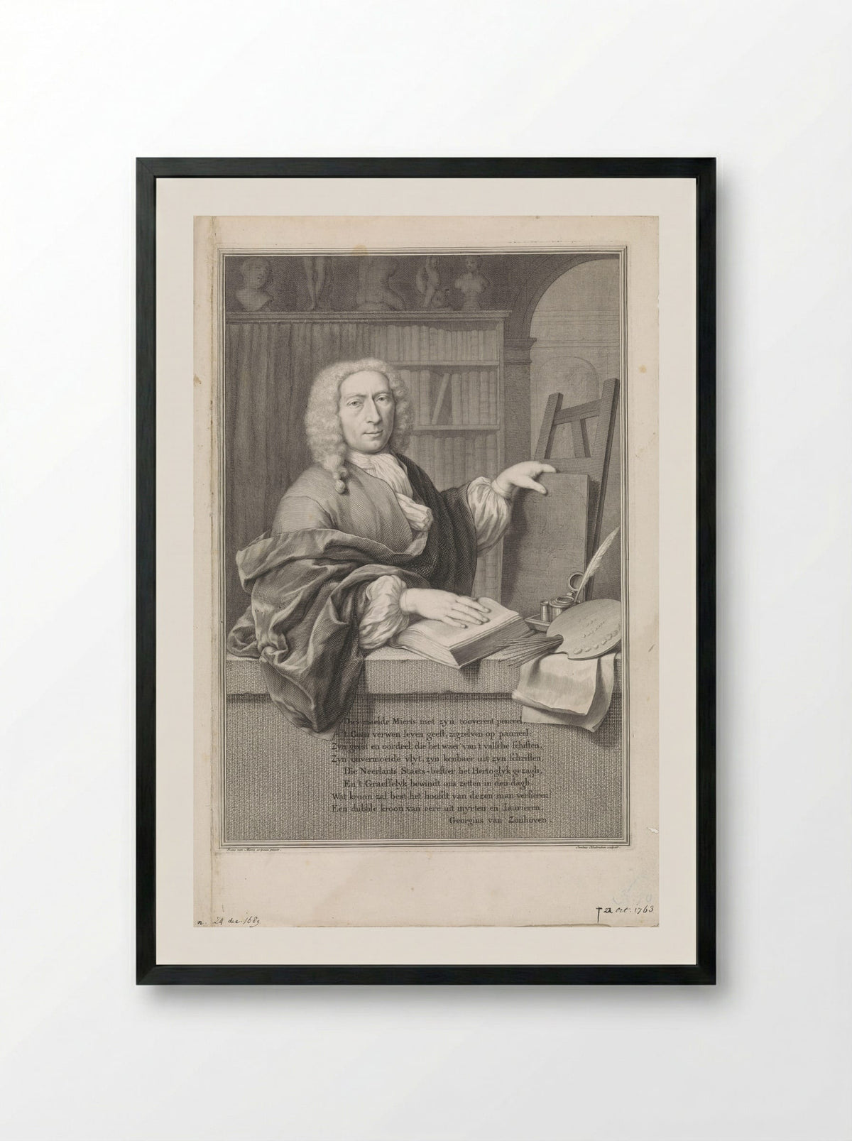 Self-Portrait of Frans van Mieris (II) - Frans van Mieris (II) - Framed Print Black