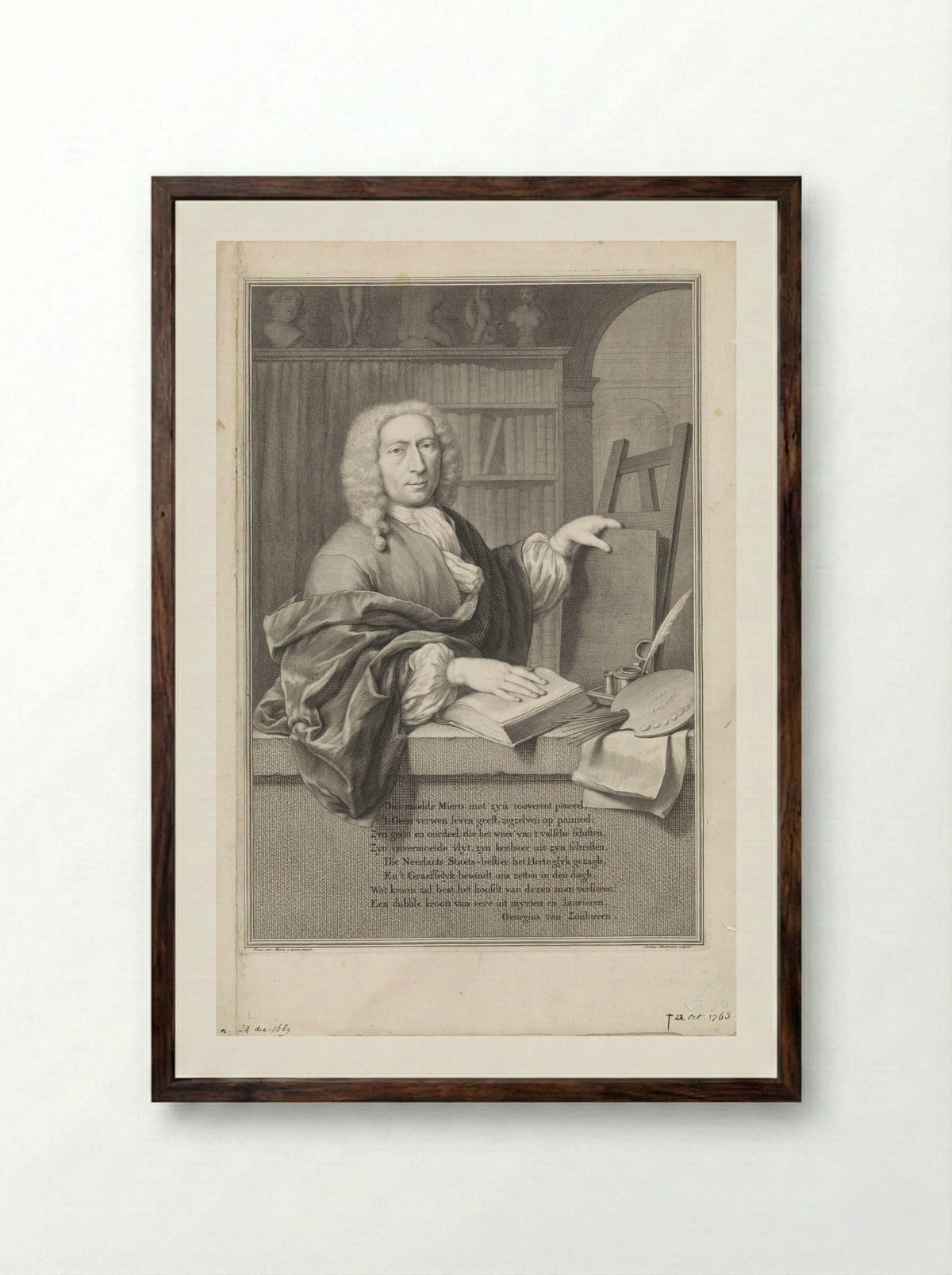 Self-Portrait of Frans van Mieris (II) - Frans van Mieris (II) - Framed Print Dark Wood
