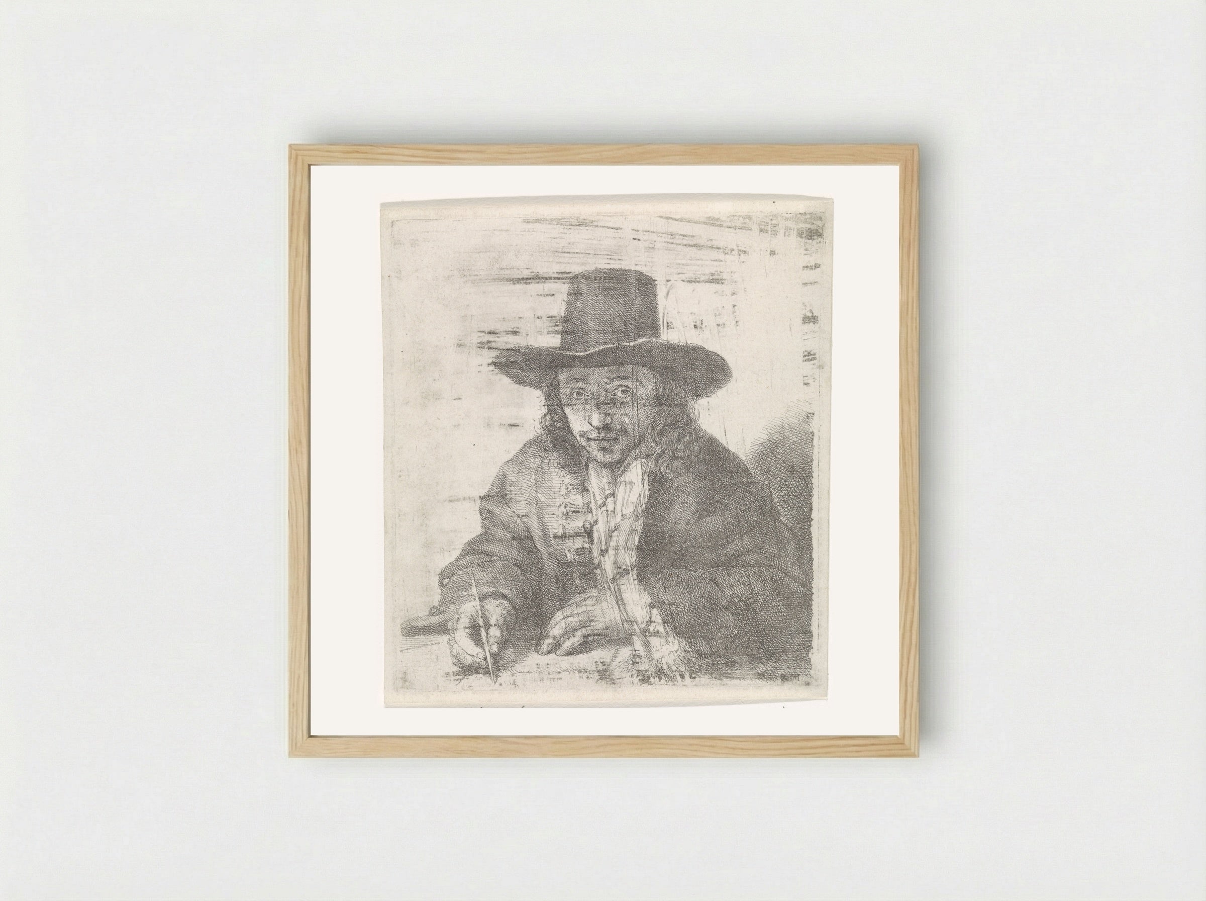 Self-Portrait of Johannes Lutma, Drawing - Johannes Lutma - Framed Print Wood