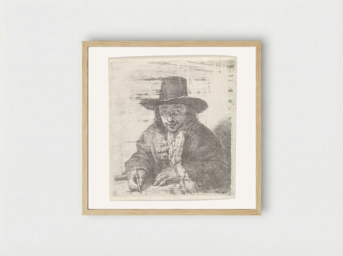Self-Portrait of Johannes Lutma, Drawing - Johannes Lutma - Framed Print Wood