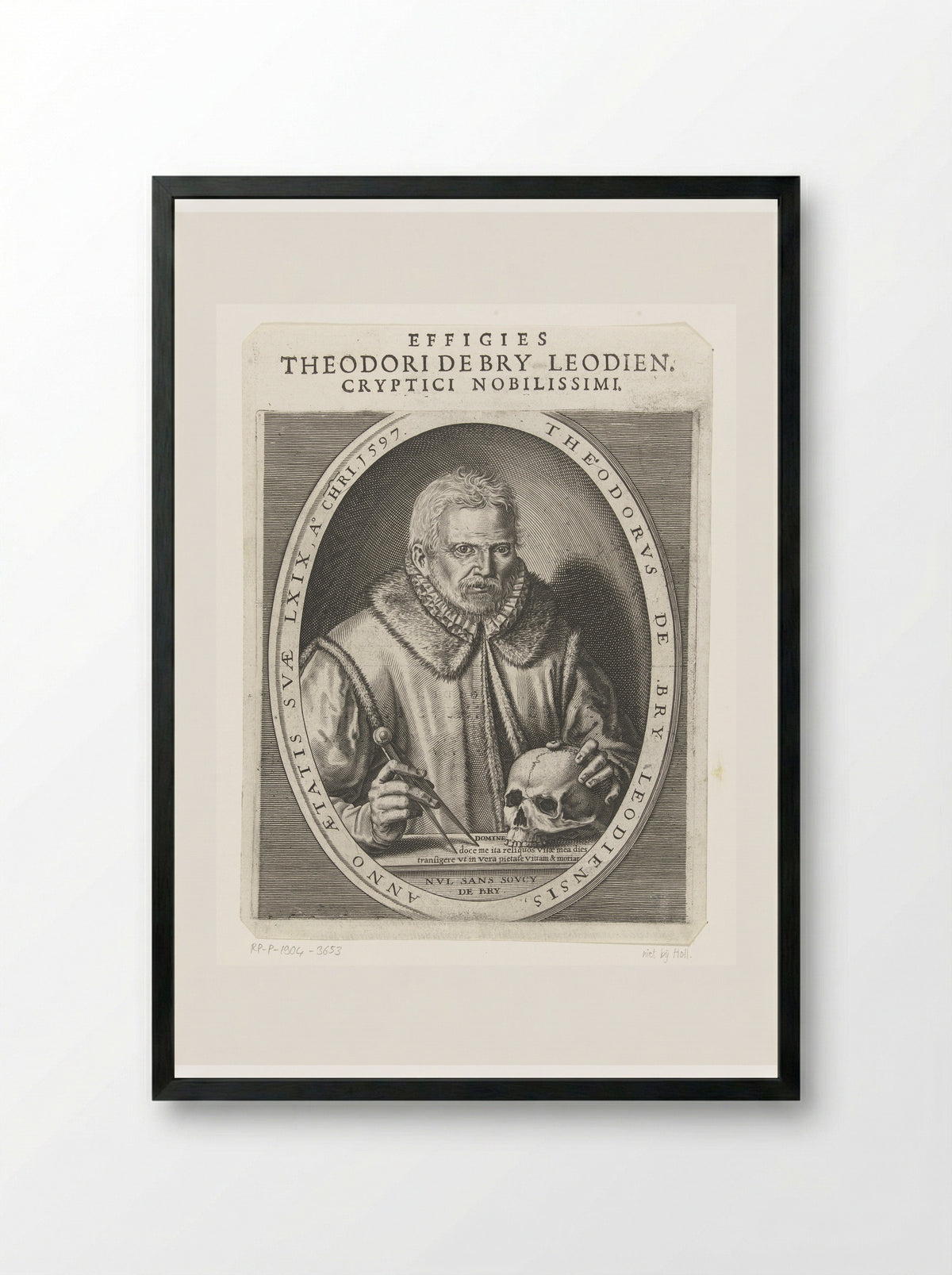 Self-Portrait of Theodor de Bry - Theodor de Bry - Framed Print Black