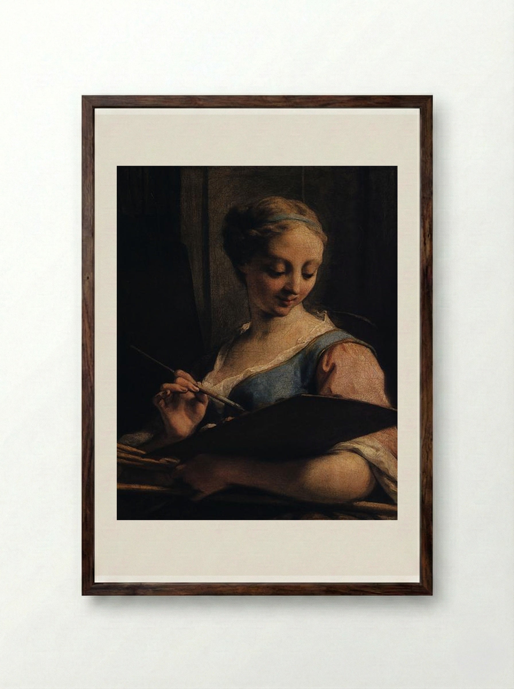 Self-Portrait of a Woman Artist - Jean Restout - Framed Print Dark Wood
