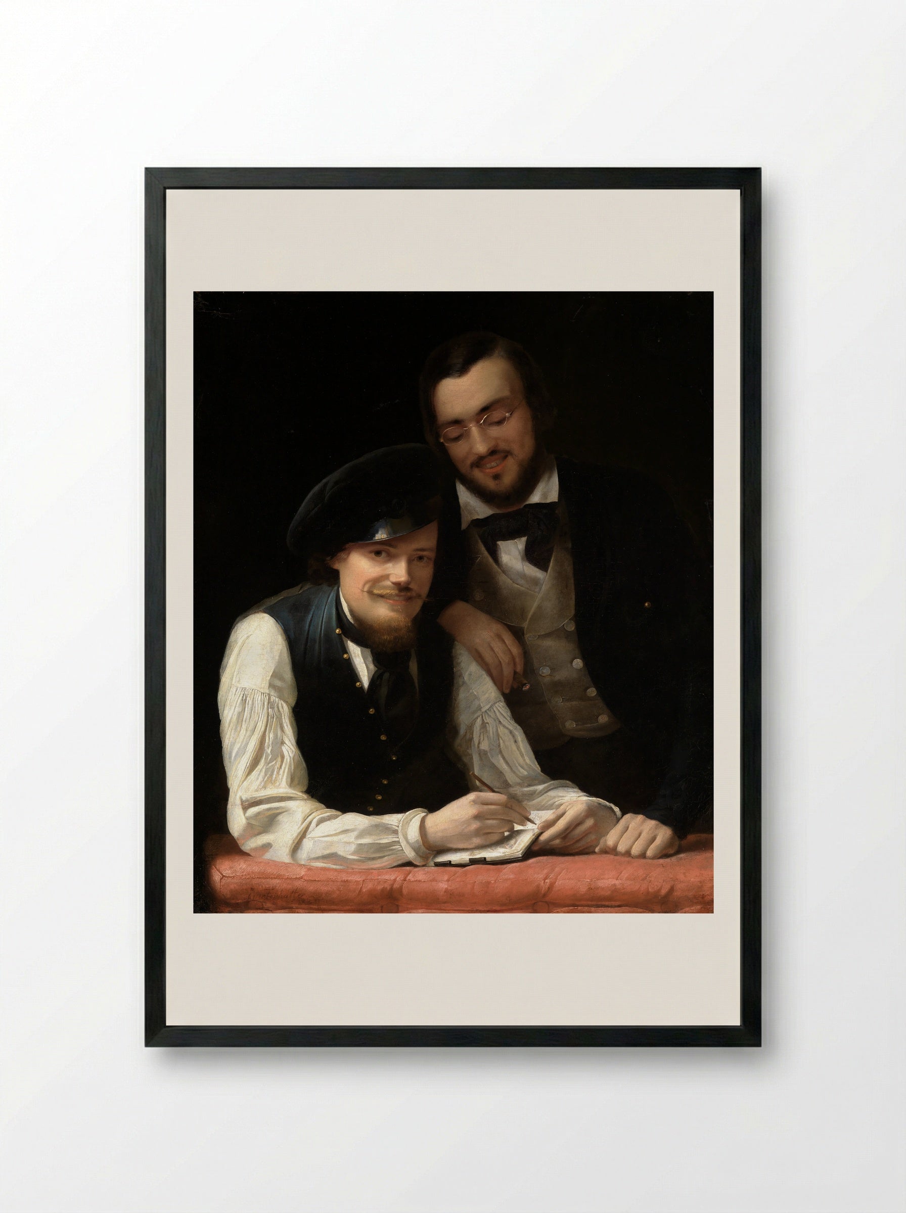 Self-Portrait of the Artist with his Brother, Hermann - Franz Xaver Winterhalter - Framed Print Black