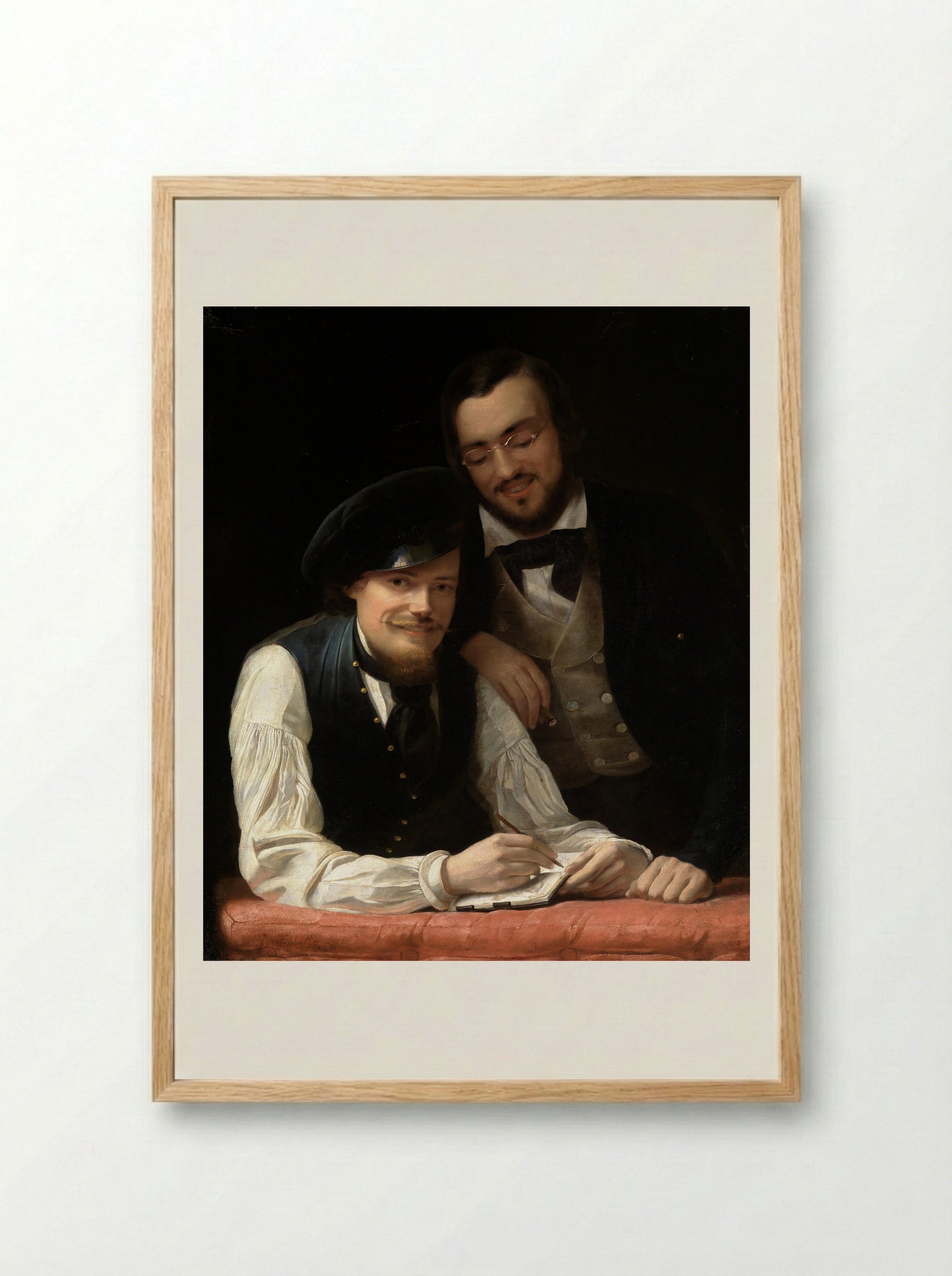 Self-Portrait of the Artist with his Brother, Hermann - Franz Xaver Winterhalter - Framed Print Wood