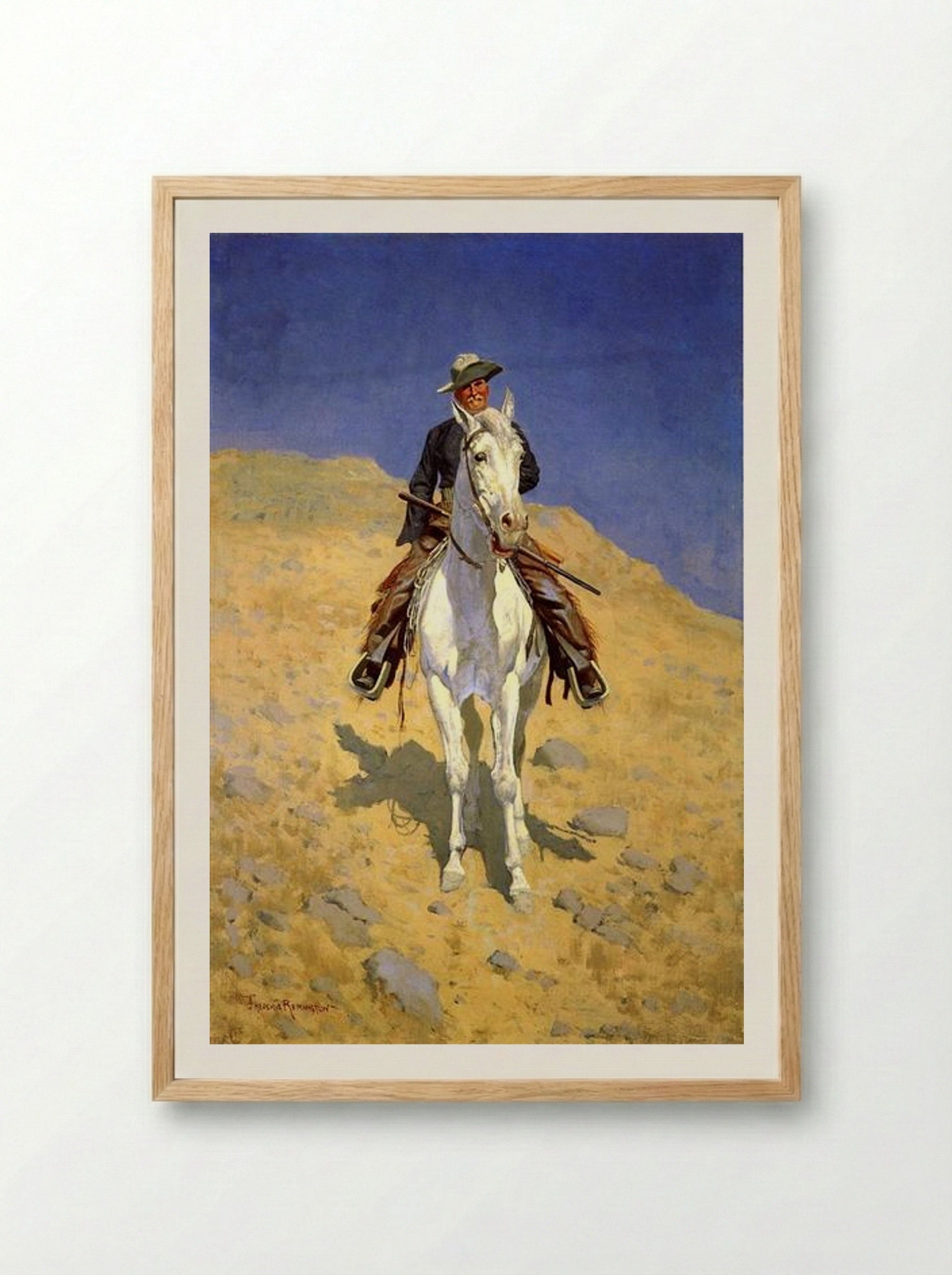 Self-Portrait on a Horse - Frederic Remington - Framed Print Wood