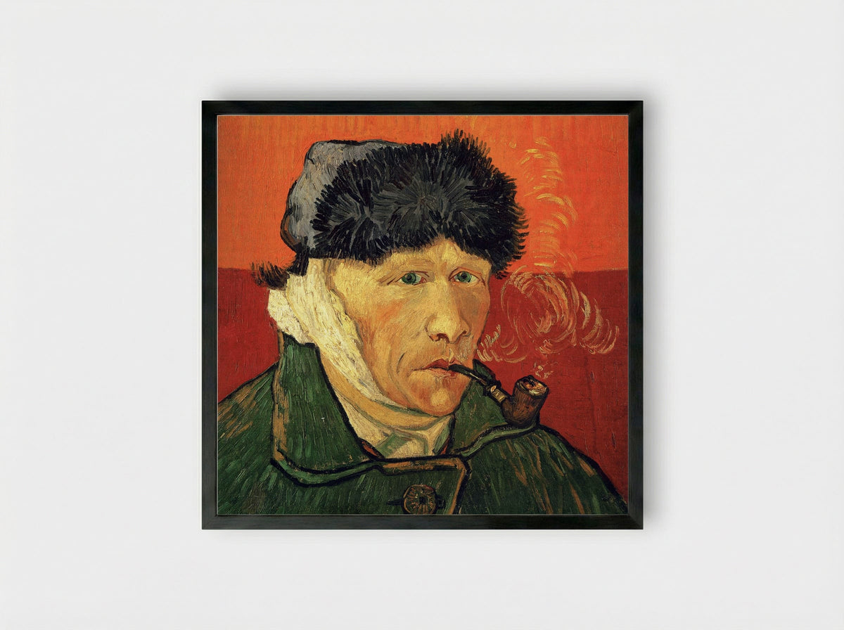 Self-Portrait with Bandaged Ear - Vincent van Gogh - Framed Print Black