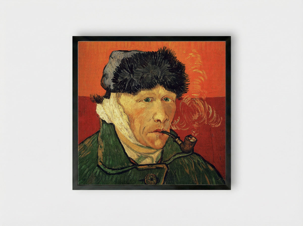 Self-Portrait with Bandaged Ear - Vincent van Gogh - Framed Print Black
